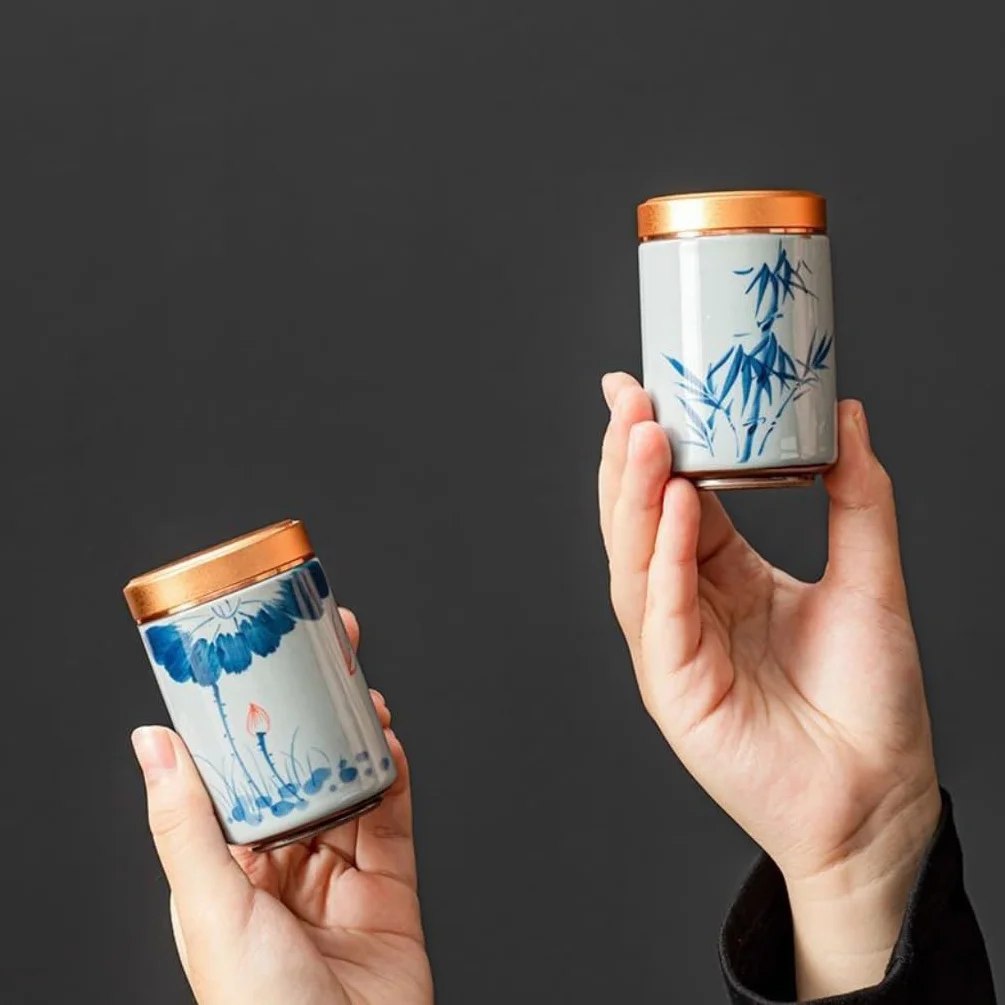 Słoiki na herbatę ceramiczny pojemnik do przechowywania herbaty mały podróżny przenośny mały puszka na herbatę pu'er zielona herbata czarna herbata zamknięta puszka pojemniki do przechowywania herbaty