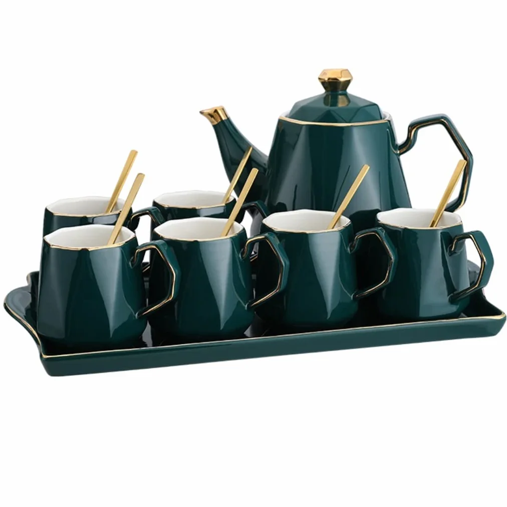 Zestaw Do Herbaty 8 Sztuk Zestaw Filiżanek Do Herbaty Ceramiczna Filiżanka Europejski Kawy Popołudniowej Domu Akcesoria Kuchenne(Grün)