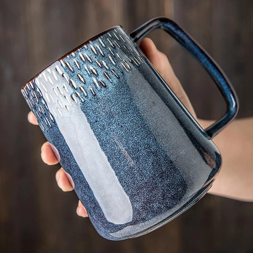 Duże ceramiczne kubki do kawy z pokrywką i chochlą, kubki do kawy z dużym uchwytem, bardzo duży kubek do herbaty i kawy do biura i domu, prezenty dla mężczyzny, kobiety, taty i mamy, kuchenka mikrofalowa C-700 ml