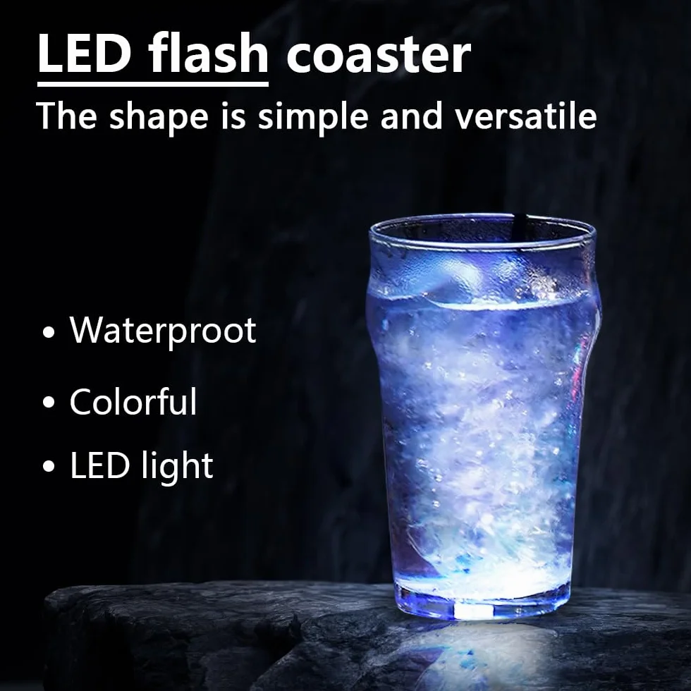 12 sztuk naklejek LED, nastrojowe światełka 7 kolorów, 6 cm podstawki, samoprzylepne naklejki świecące, szklane butelki, dekoracyjne oświetlenie do baru, imprezy, herbaty, piwa, kubka