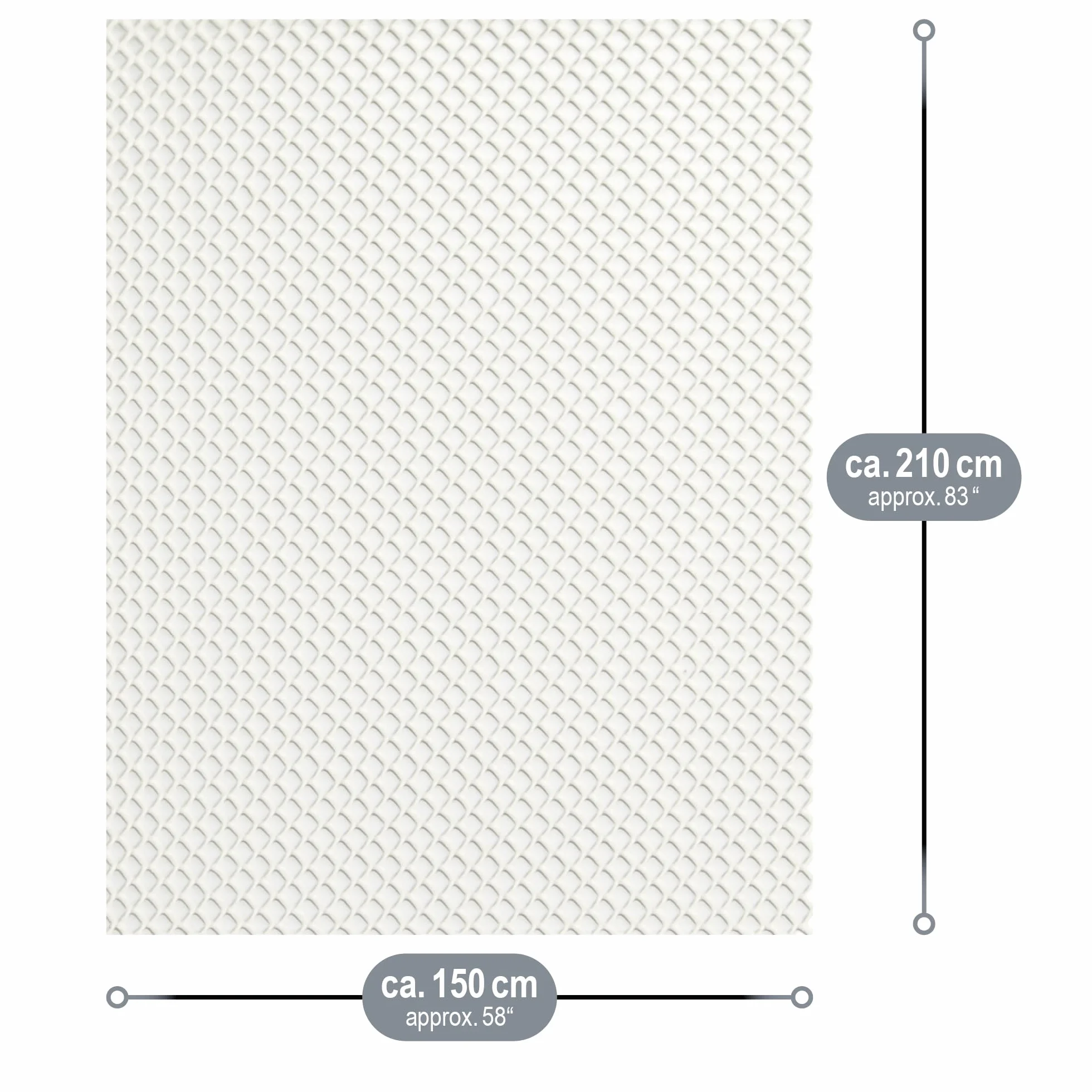COM-FOUR® Mata antyposlizgowa do dywanu - podkladka pod dywan 210x150 cm - stoper do dywanu - mata antyposlizgowa w kolorze bialym - mata do szuflady z mozliwoscia przyciecia