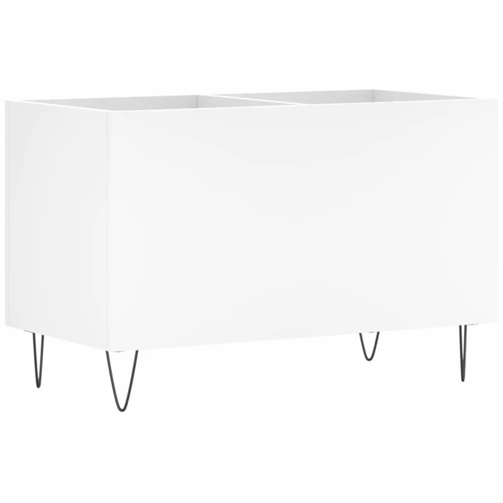 Biała szafka panelowa 74,5 x 38 x 48 cm, wykonana z materiału drewnopochodnego z żelaznymi nogami, do winylu, płyt winylowych, płyt winylowych, przestrzeni do przechowywania, stabilna