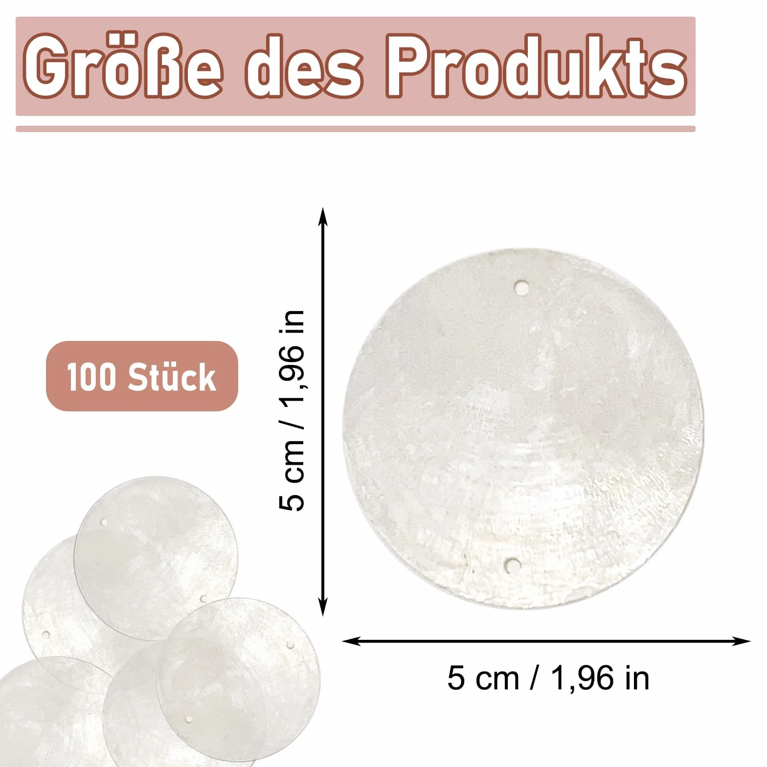 100 sztuk muszelek z masy perłowej, okrągłe krążki z masy perłowej z dwoma otworami, zawieszki w stylu retro, girlanda z muszli, do majsterkowania, dekoracji domu, muszli morskich (białe)