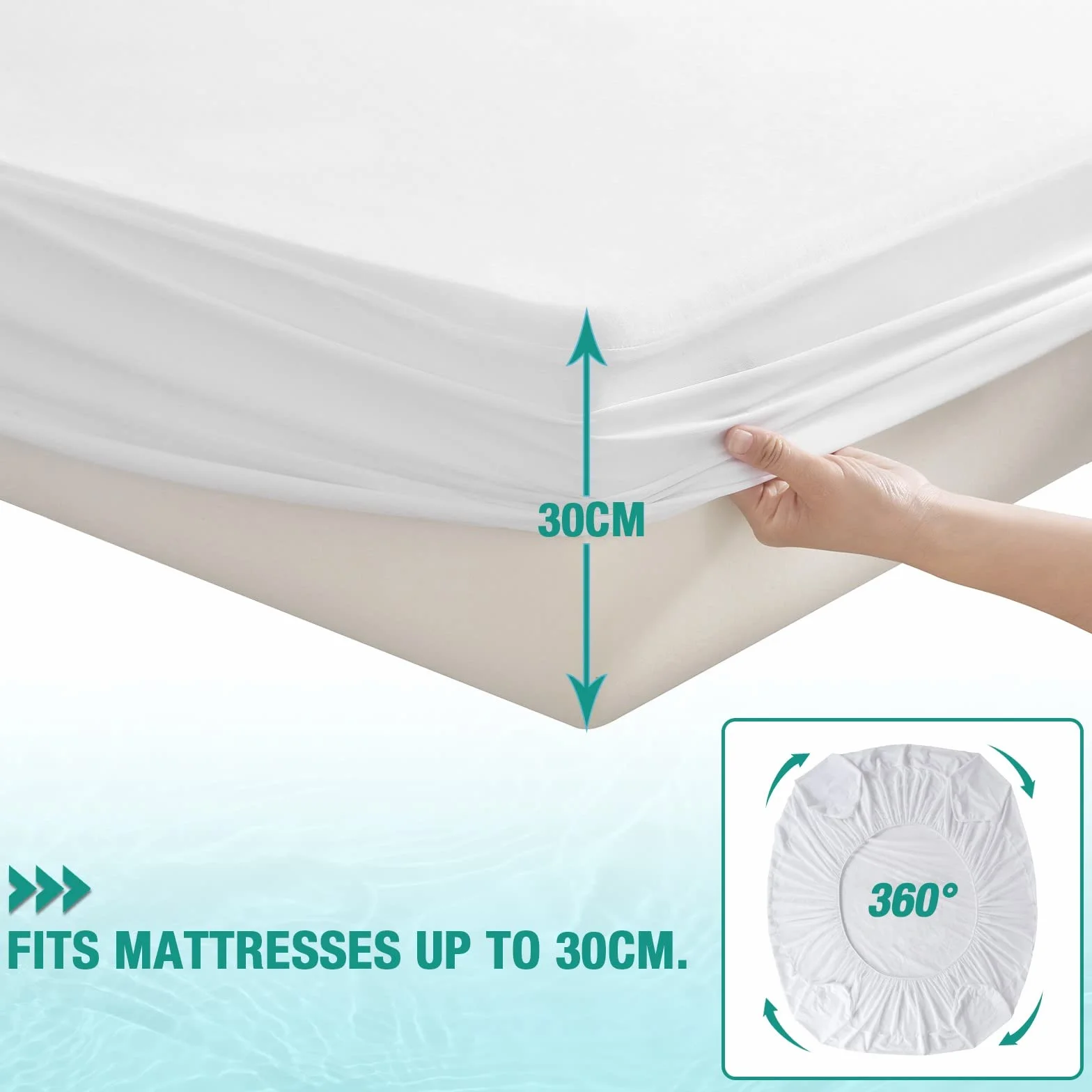 Bedecor Wodoodporny ochraniacz na materac oddychająca pokrowiec na materac z naturalny tencel powierzchnią 160 x 200 cm
