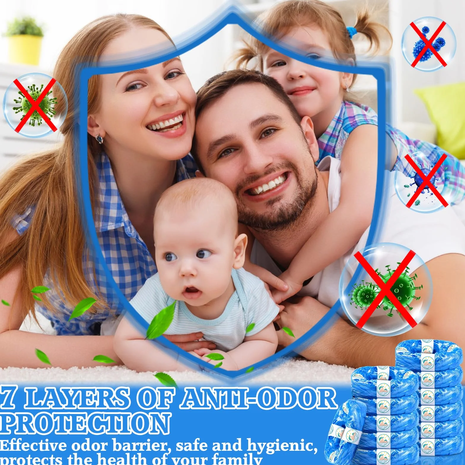 12 Pezzi Ricarica Mangiapannolini 4,5 M, Pannolino Sacchetti di Ricarica Antiodore, Sacchetti Mangiapannolini, Sacchett Ricaric Mangia Pannolini, Ricarico Mangiapannolin Compatibile, Blu
