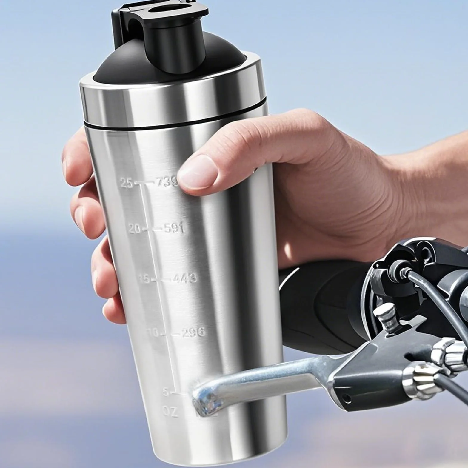 Shaker proteinowy ze stali nierdzewnej, 750 ml, shaker proteinowy ze stali nierdzewnej, z kulką do mieszania, przenośny kubek na wodę, szczelny shaker proteinowy do koktajli proteinowych i