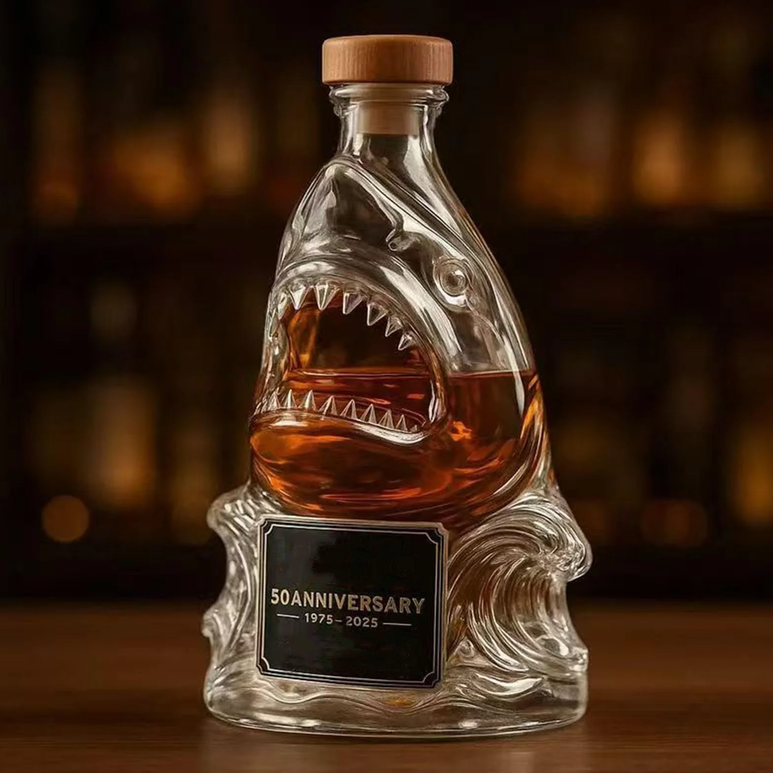 300 ml 3D figurka rekina w butelce wina, zabawna szklana karafka do whisky, figurki zwierząt, baru, biura(E)