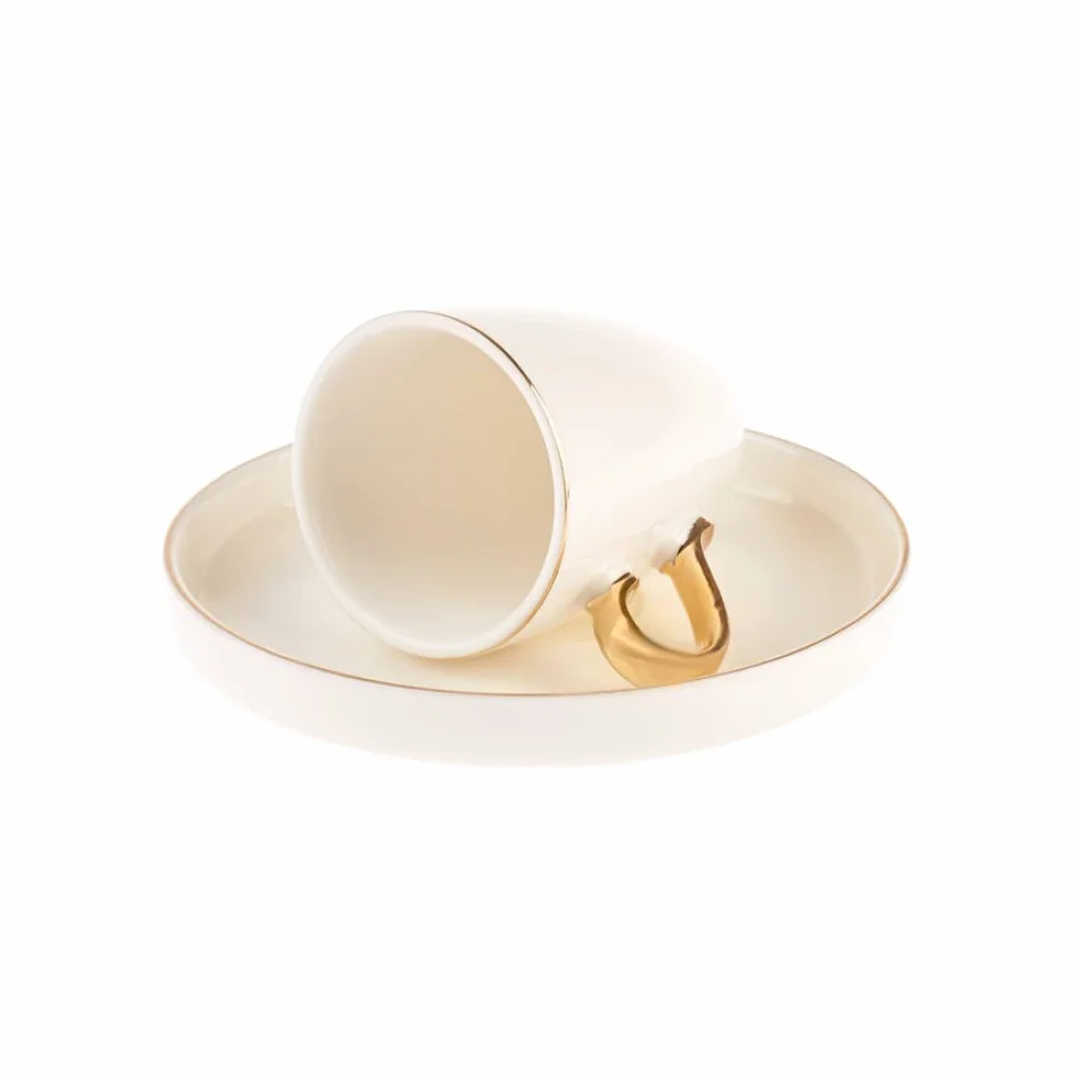 KARACA Pippo Espresso Coffee Service dla 6 osób, 6 filiżanek kawy i 6 spodków, mocny kubek mokki, grube kubki do kawy, filiżanki espresso, porcelana