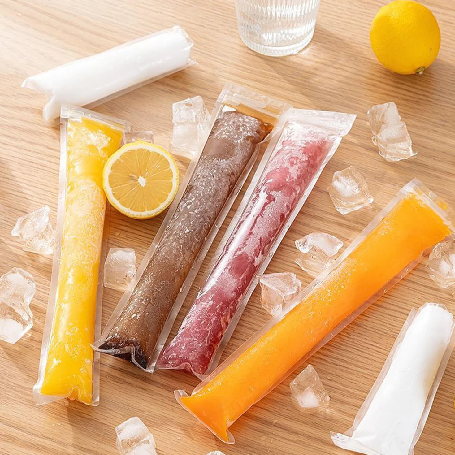 200 sztuk foremka Popsicle z lejkiem w saszetce z lodem 5,5 x 28 cm Diy Popsicle pokrowiec nadaje się do domowych lodów, batonów jogurtowych i soków owocowych