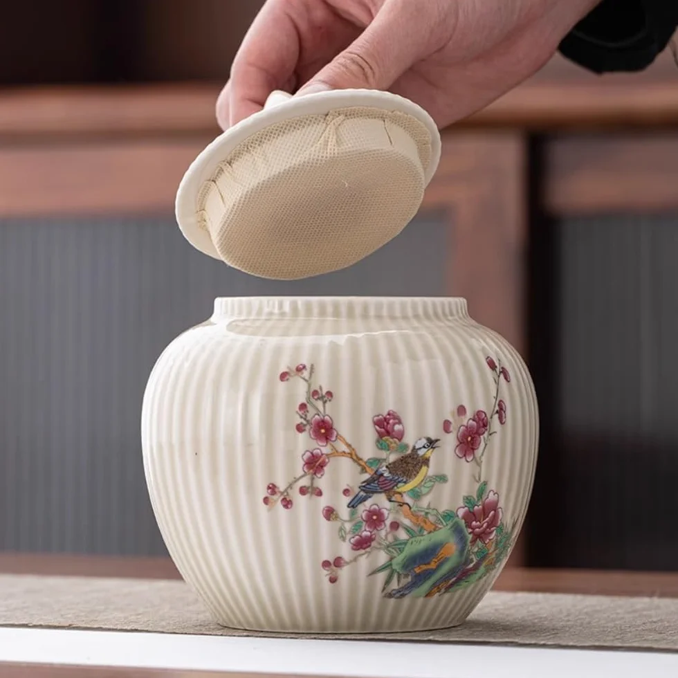 CMBSSTFC Pojemnik na herbatę Pojemnik do przechowywania herbaty luzem Domowy ceramiczny szczelnie zamknię słoik Retro chiński zestaw do herbaty Podwójny słoik Zestaw upominkowy Puszka na herbatę (B)