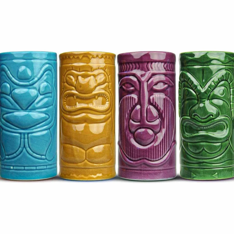 Mikamax Tiki Mugs - Kubki Tiki - Kubki Koktajlowe - Kieliszki do Koktajli - Kubki Ceramiczne - Kubki Barowe - Kieliszki Imprezowe - Kompletny Zestaw