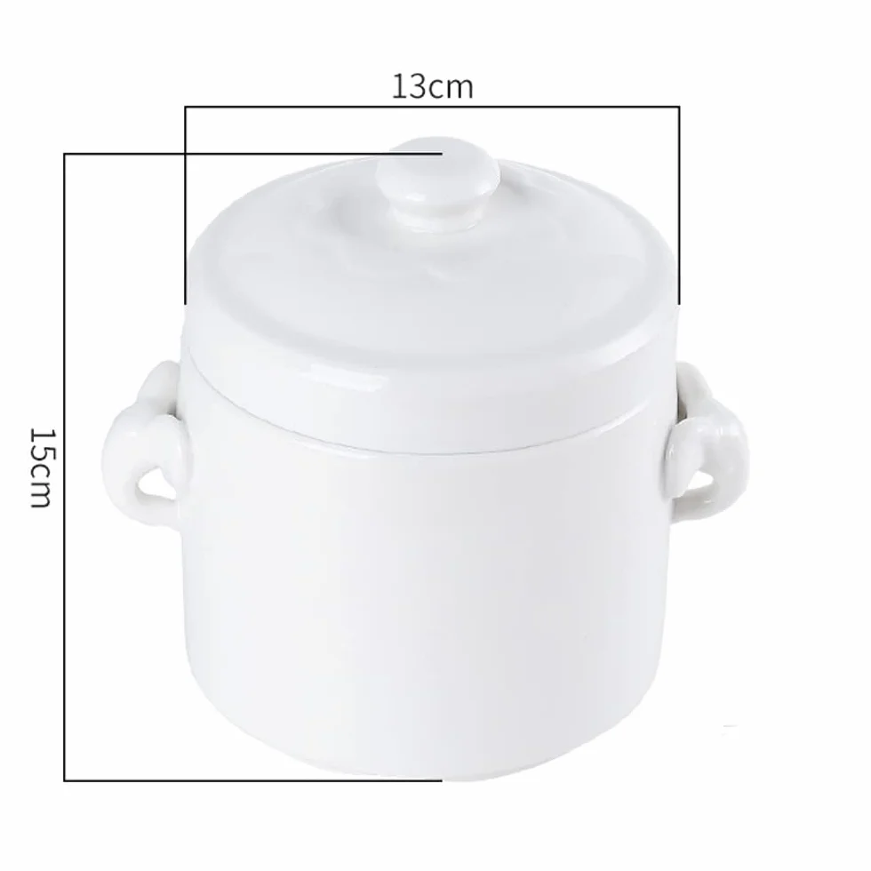 Porcelanowa miska na zupę z pokrywką, podwójna kuchenka ceramiczna (1100 ml)