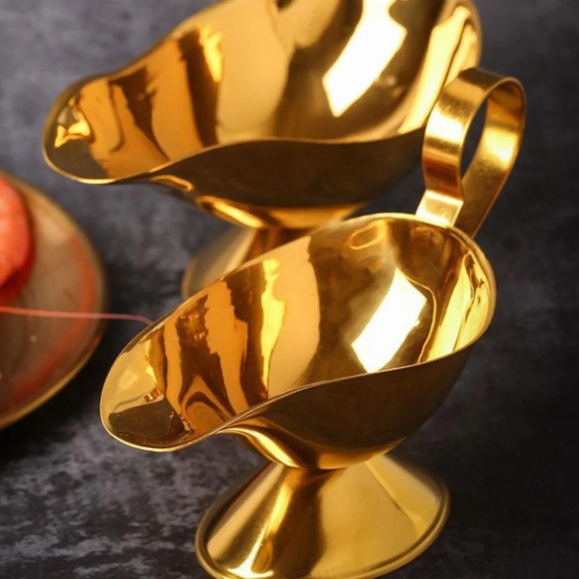 Sosjerka Wiaderko Sosu Do Steków, Kubek Sosu Do Sałatek Zachodnich, Kubek Sosu Do Sosu Zagęszczonego Porcelana Sosjerka(Gold,21x10.3cm)