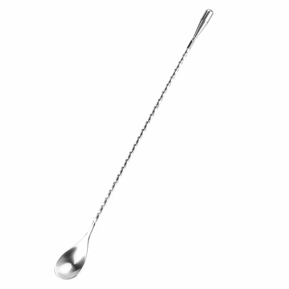 Nikou Łyżka barowa do wina, koktajli, ze stali nierdzewnej, z długą rączką, łyżka barowa, łyżka do mieszania napojów, do martini, kawy, baru, shakera