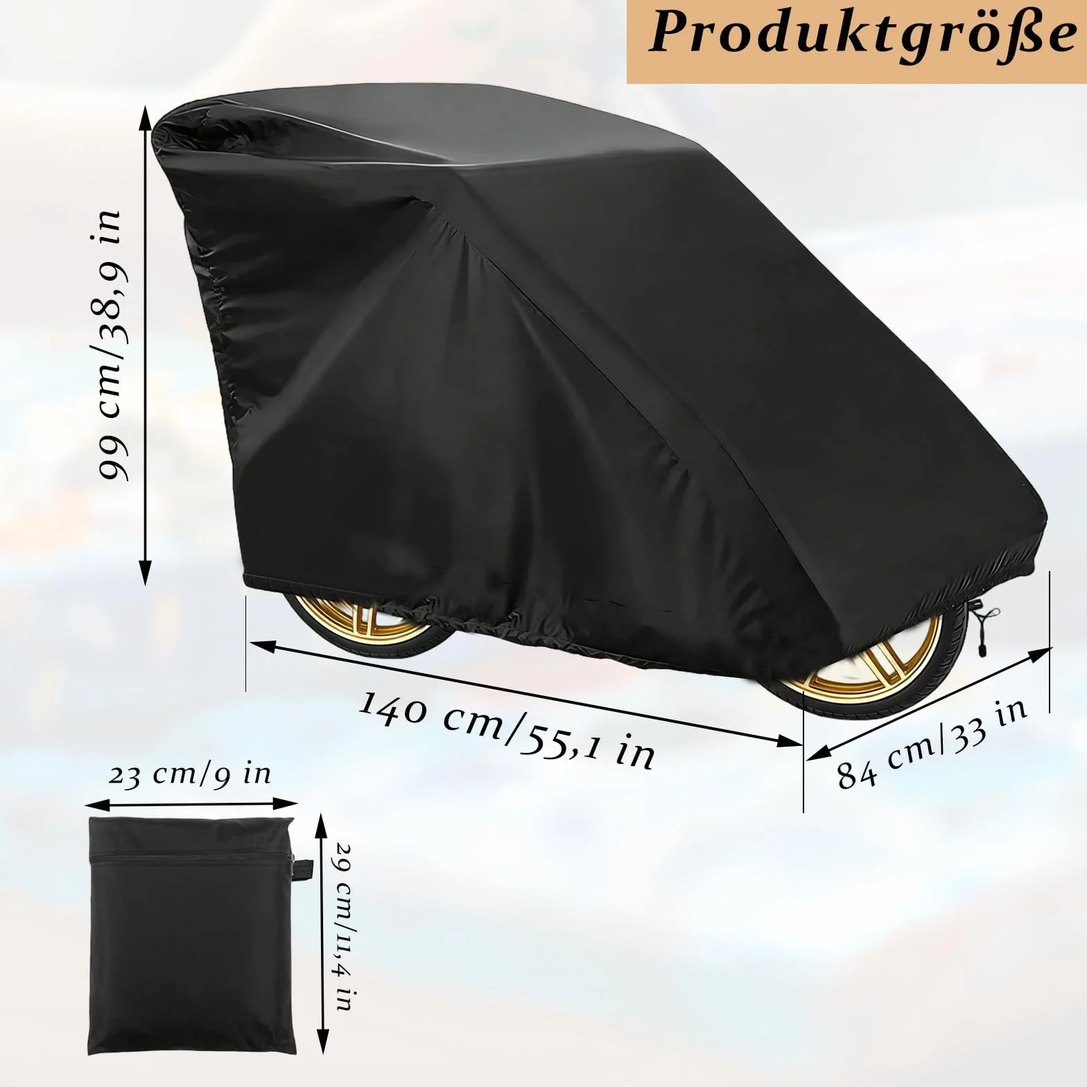 Składany garaż na przyczepę rowerową, 140 × 84 × 99 cm, składany pokrowiec garażowy, czarny, pokrowiec na rower, wodoszczelny, uniwersalny pokrowiec na przyczepę rowerową, nadaje się do rowerów
