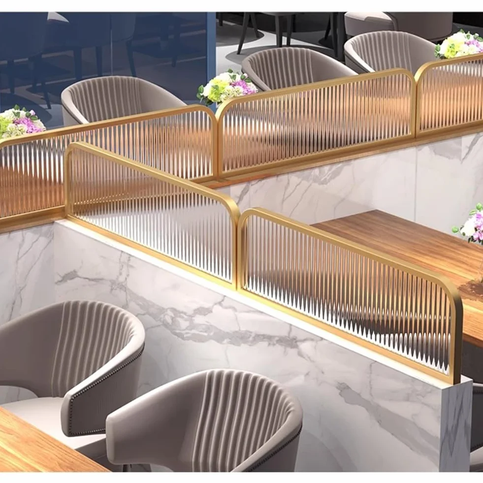 Złoty panel działowy na biurko, 0,9 m x 30 cm, przegroda biurowa, przegroda do restauracji i hotelu, stylowa do przestrzeni roboczych, zwiększająca produktywność i estetykę