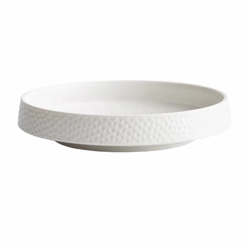 Talerze obiadowe, Kreatywna kuta ceramiczna miska z głębokim naczyniem - biały czarny okrągły talerz na sałatkę owocową sushi Zestaw obiadowy(White,20cm)