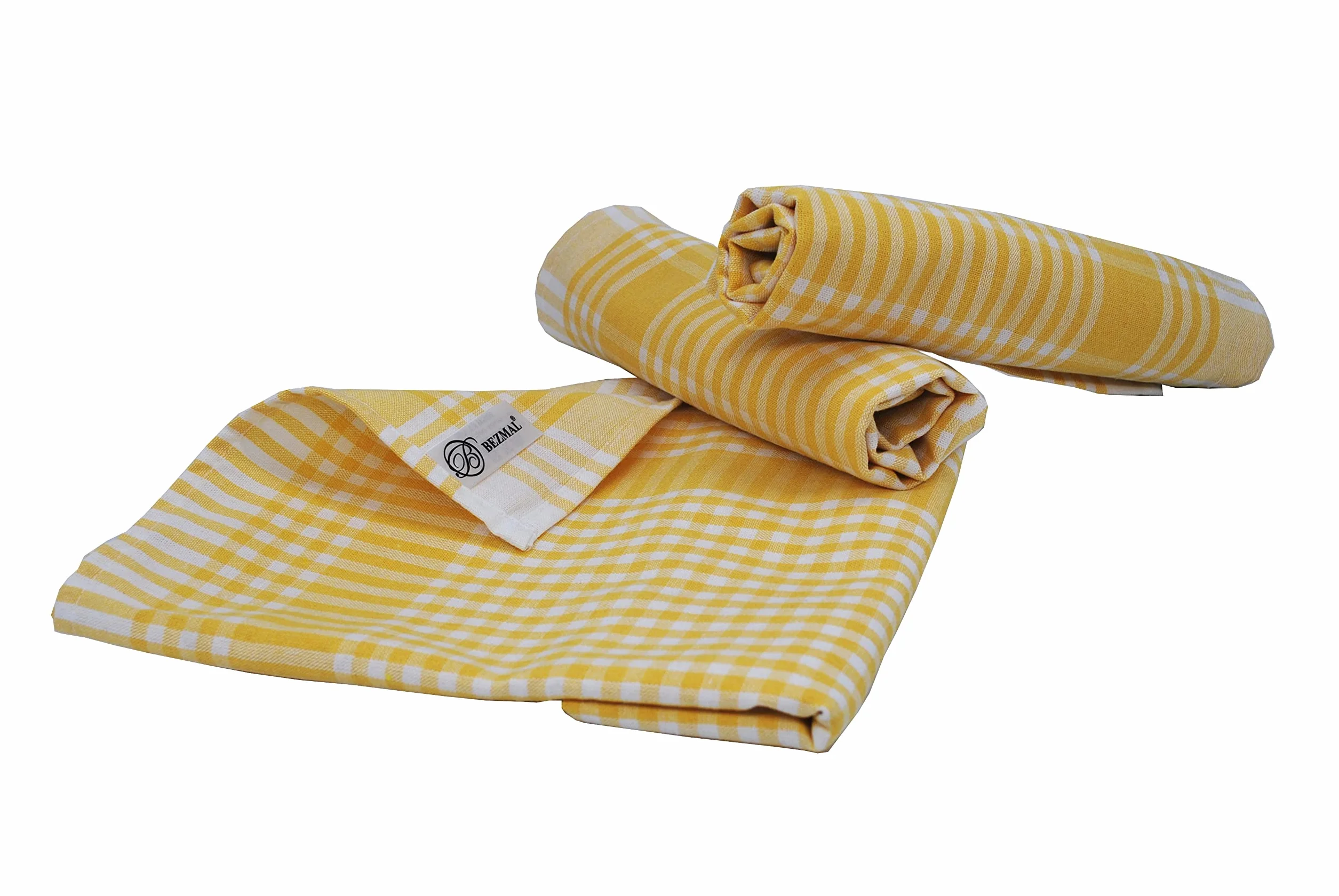 Zestaw 10 szt. i 5 szt. premium ścierki do naczyń 100% bawełna klasyczny i retro wygląd 45 x 70 cm (5, żółto-białe)