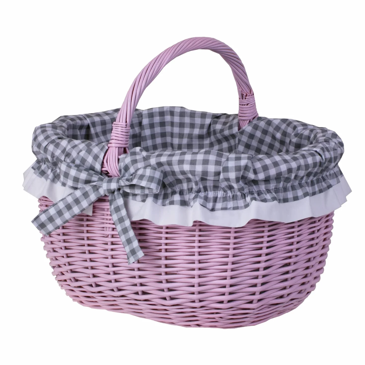 e-wicker24 Różowy koszyk na zakupy z wikliny, kosz zakupowy
