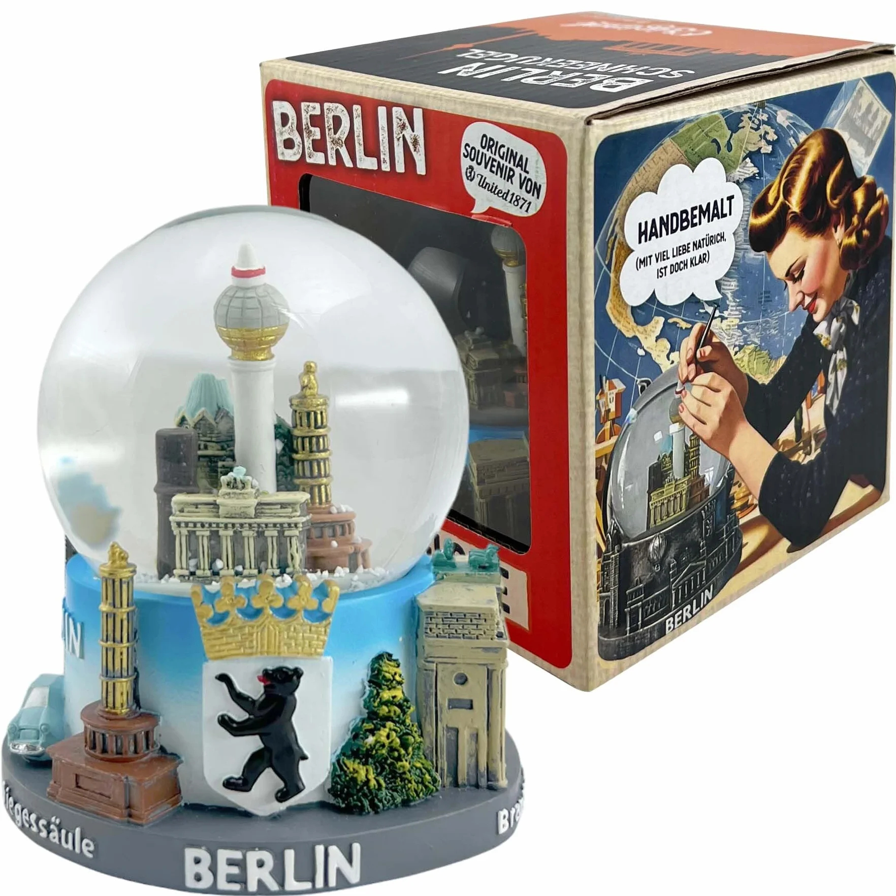 Berlin kula śnieżna, pamiątka z Berlina, globe z Niemiec w pudełku prezentowym
