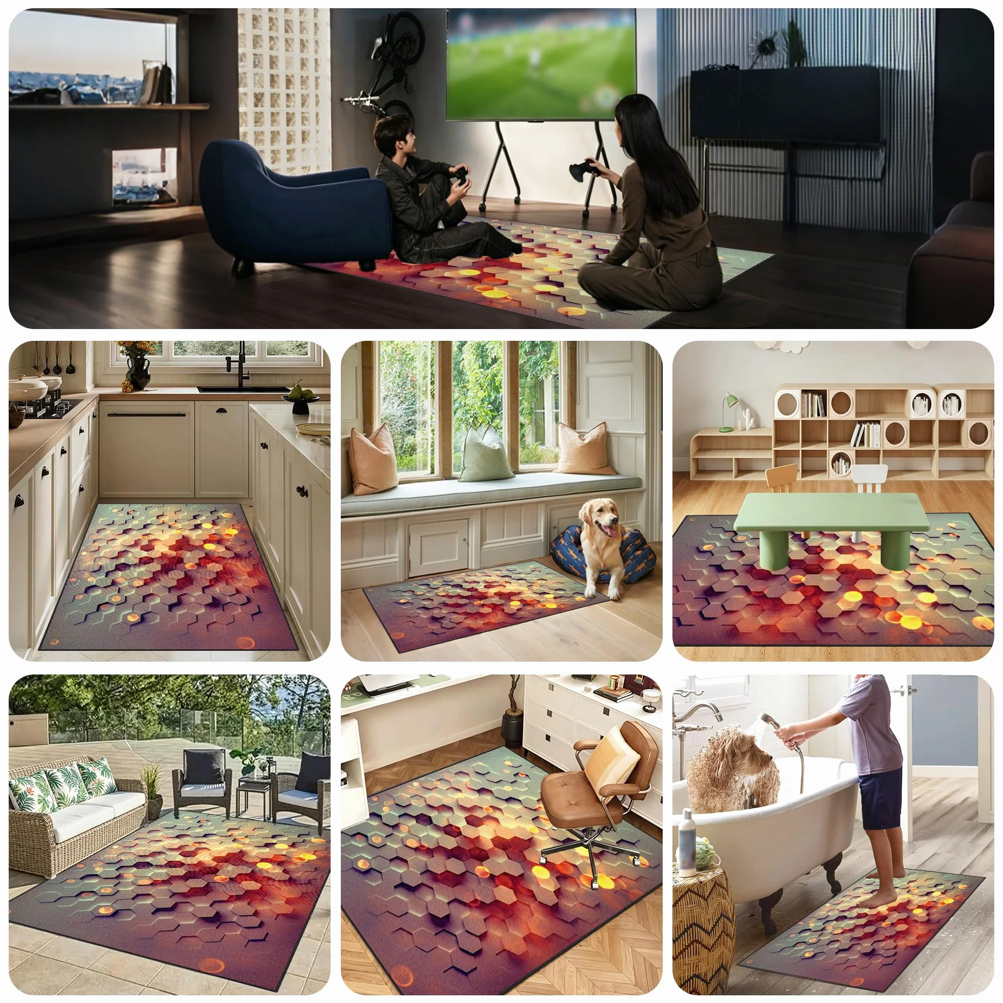 Dywanik dla graczy, antypoślizgowa wycieraczka, 80 x 130 cm, mata ochronna na podłogę, do pokoju gamingowego, do obszaru zabaw, podkładka pod krzesło komputerowe, podkładka pod krzesło