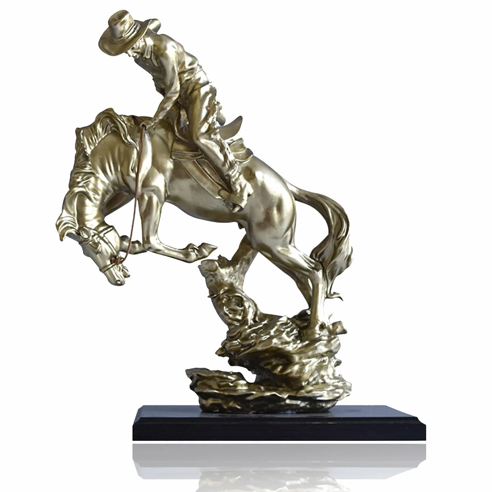 Dekoracja biurka Artystyczna Statua - Rzeźba Ornament - Zachodni Kowboj Jeżdżący Konia Statua Rycerza Wojownika Figurka Kolekcja Żywicy Bucking Bronco Statua, Figurka artystyczna Prezenty