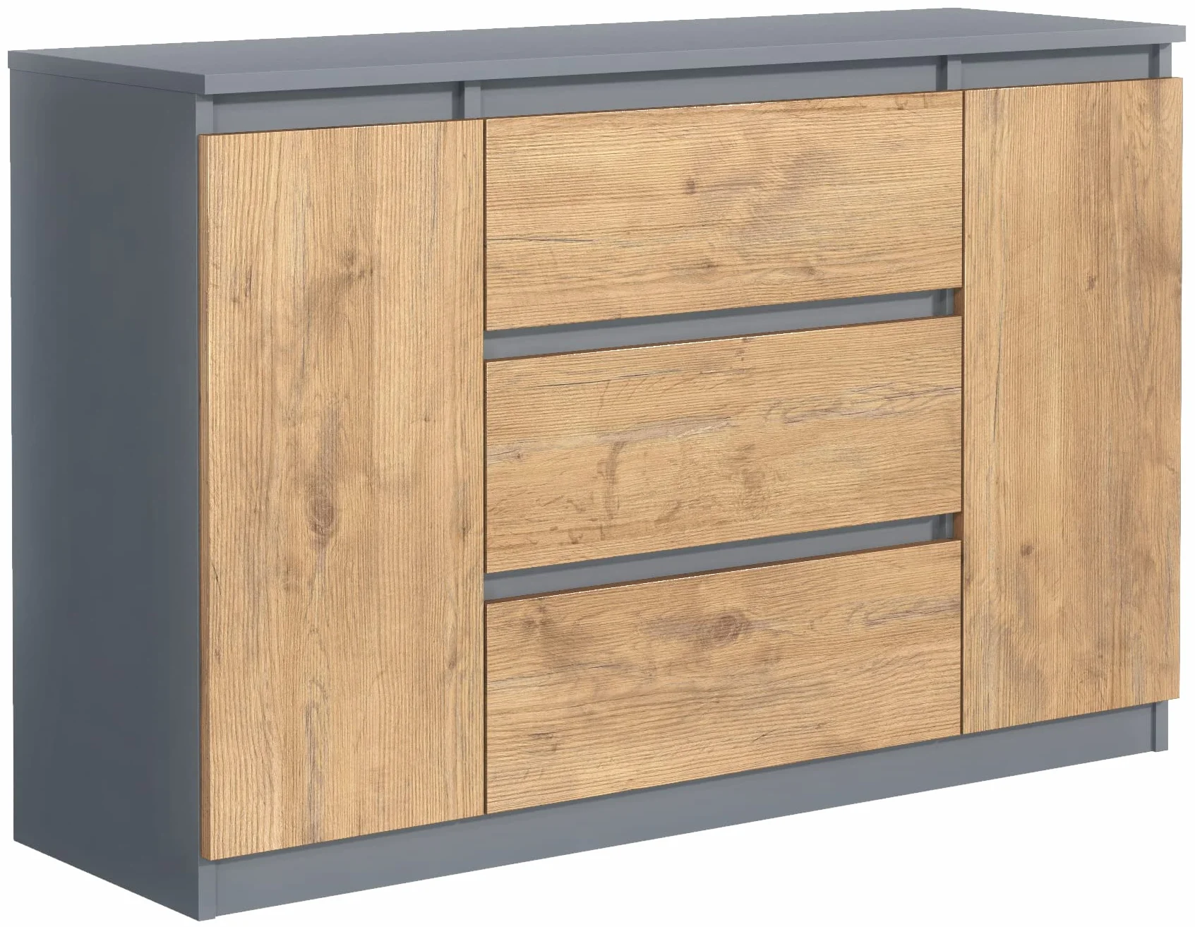meble masztalerz Komoda Antracyt/Lancelot Mat z 3 szufladami i 2 drzwiami - 120,4x78,2x39 cm - Komoda do salonu, sypialni - Szafka z szufladami - Komoda z szufladami -120 cm