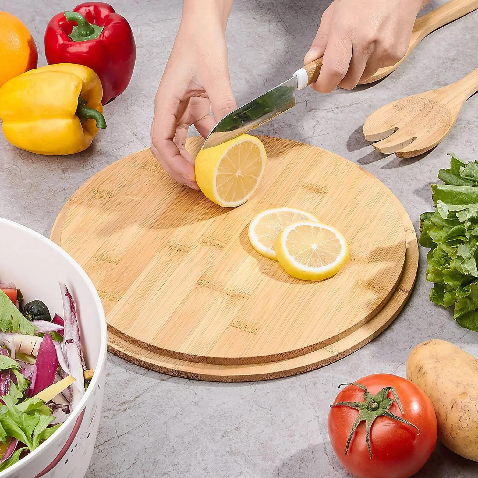 Duże Miski Na Serwowanie Sałatek Drewniane przybory kuchenne z łyżką i | Duże miski do serwowania z pokrywkami Owoce Przekąski Makaron Lunch Kolacja Gotowanie Płatki Kluski Impreza Kempin