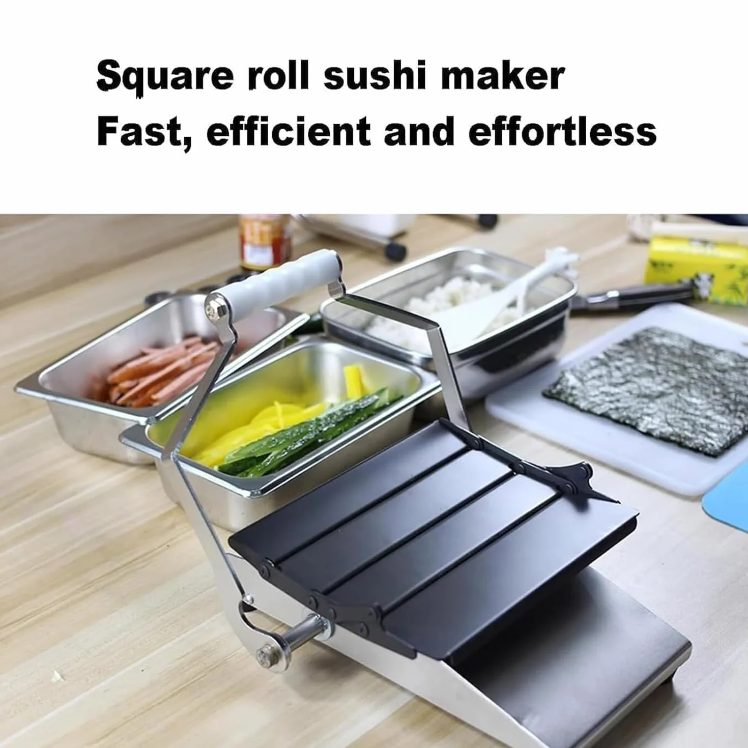 Maszyna do produkcji rolek sushi, stal nierdzewna, DIY, kwadratowy ekspres do sushi, do kawiarni, początkujących, użytku domowego, na lunch dla dzieci Bento