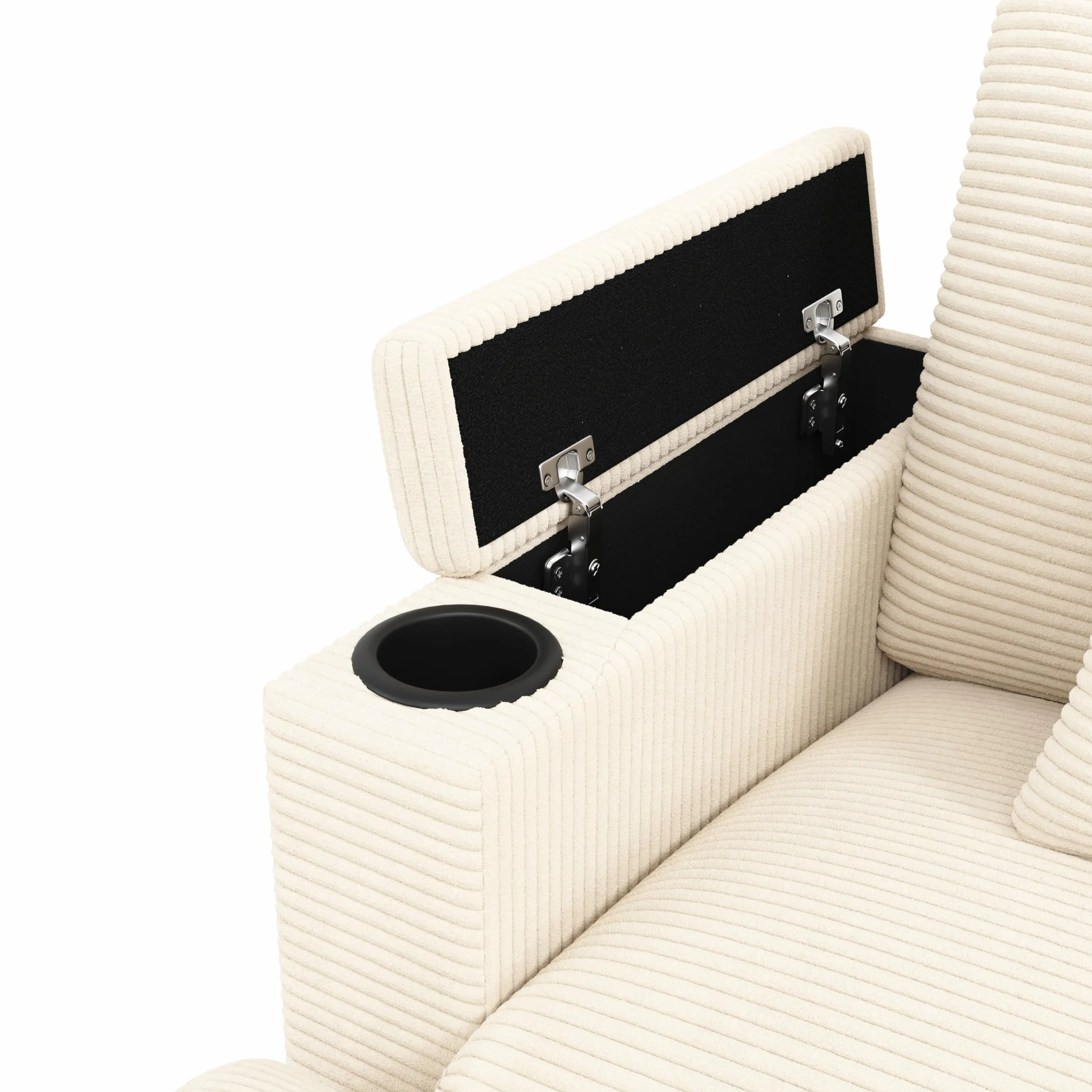 Zestaw wypoczynkowy w kształcie litery U z funkcją spania, modułowa sofa ze sztruksu, sofa narożna z uchwytem na telefon komórkowy, port ładowania USB, idealny do salonu, sypialni, beżowy