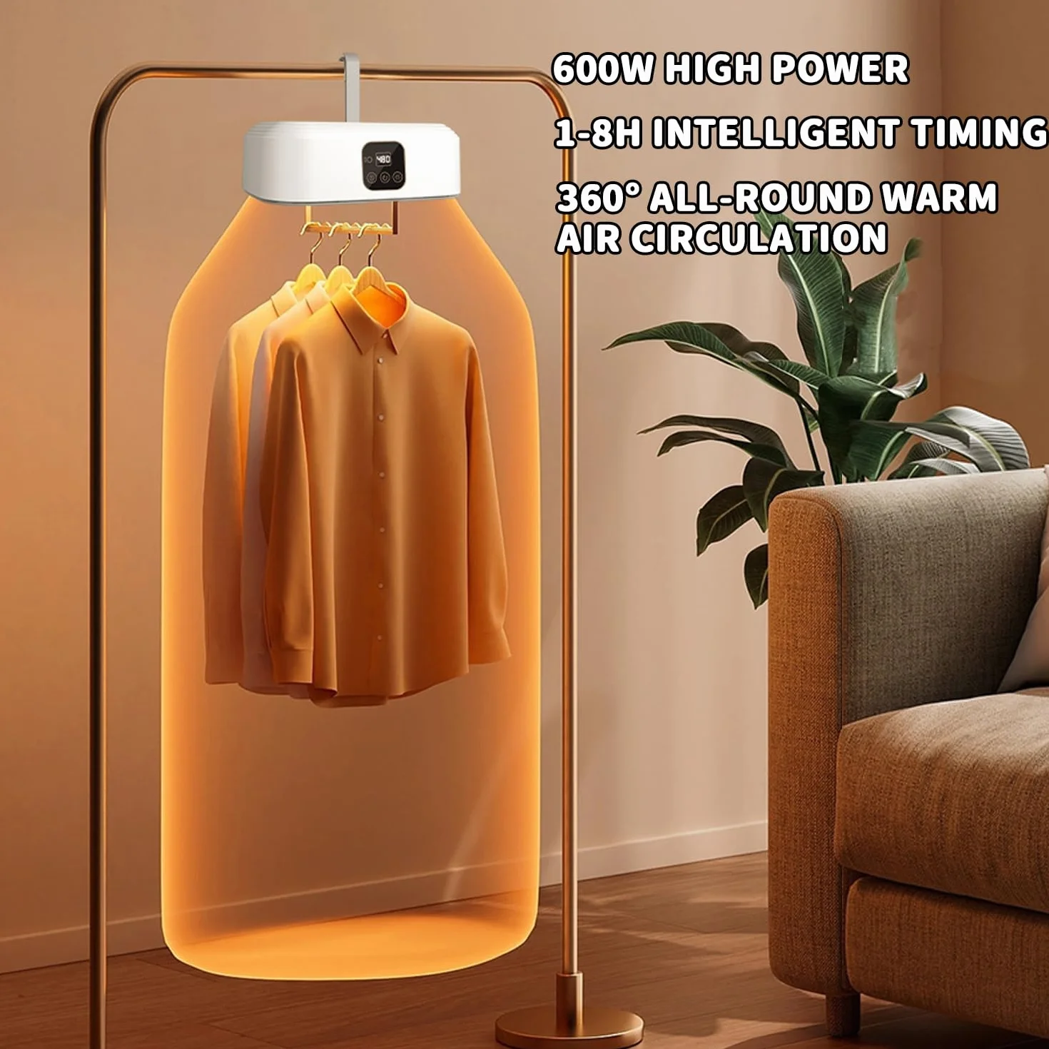 Mini suszarka 600 W z timerem 1-8 h, pilotem zdalnego sterowania i sterylizacją UV – przenośna suszarka 10 kg – pompa ciepła, suszarka do ubrań i suszarek, mała