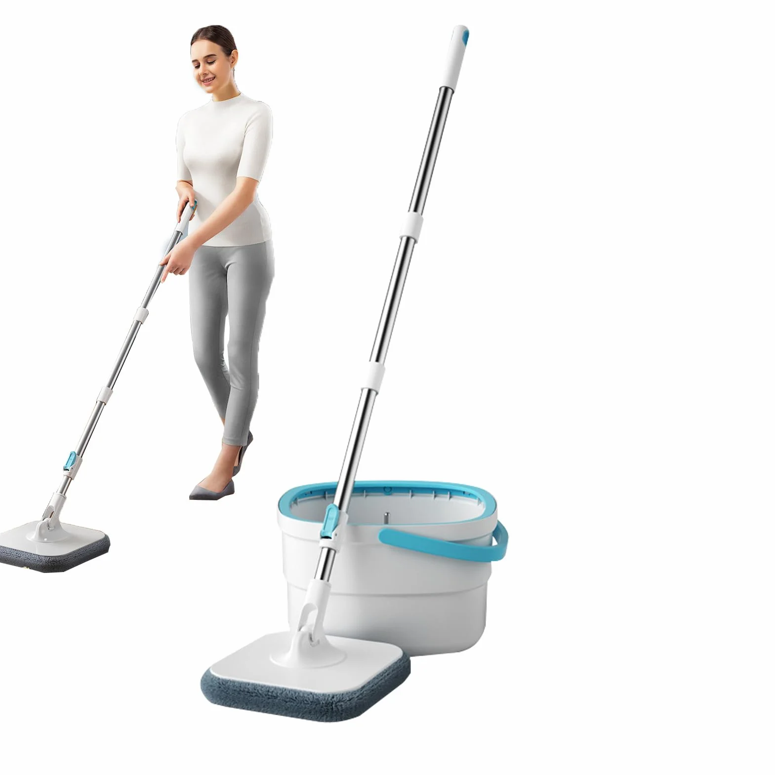 Mop z Wiadrem Zaopatrzenie Do Sprzątania I Czyszczenia Podłóg W | Zestaw z Wyżymaczką do Mopa i Wiadra do Sypialni Jadalni Kuchni Łazienki Gabinetu oraz Podłóg z Twardego Dre