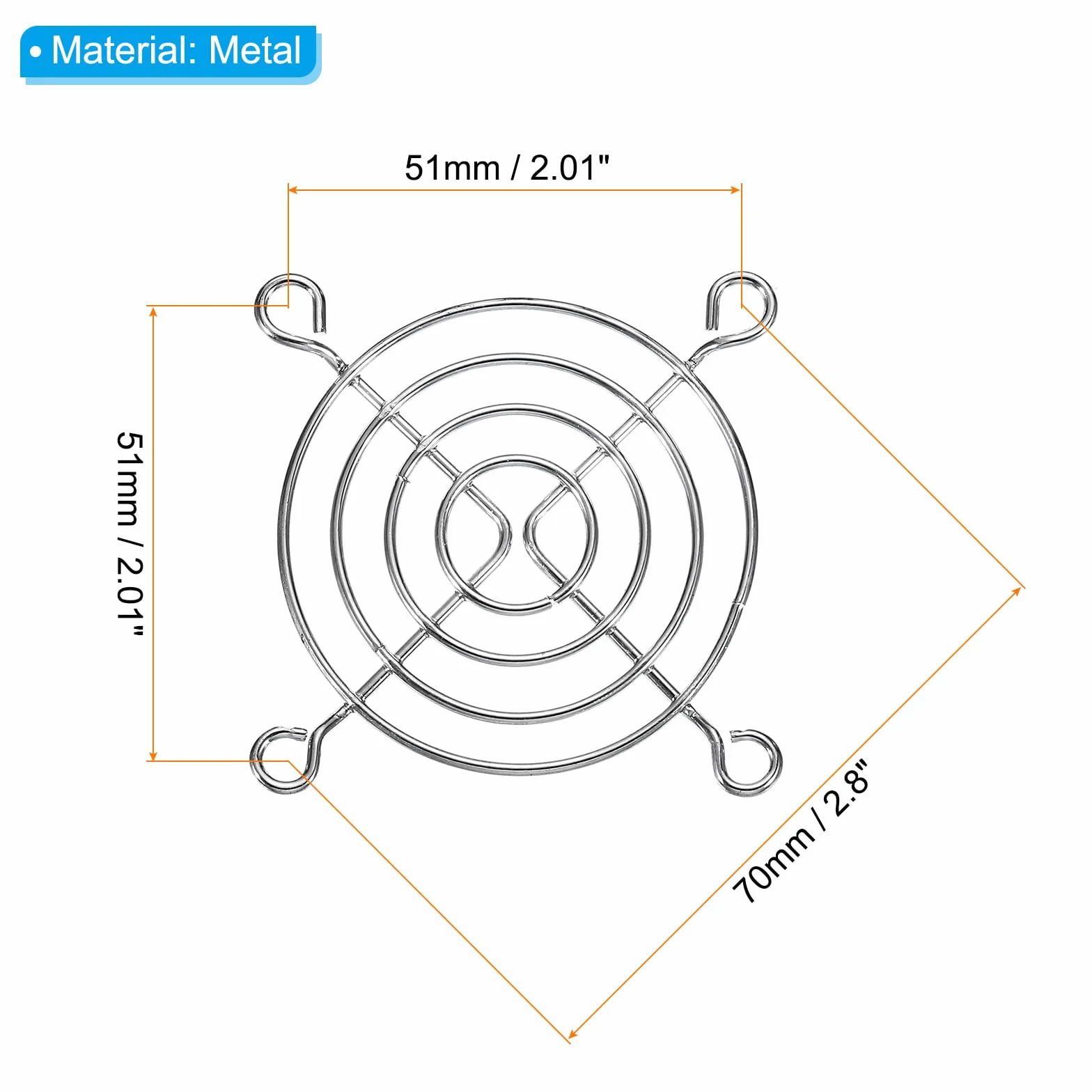 PATIKIL Grill na palec wentylatora 60 mm, 8 szt. metalowa osłona do grilla do 60 x 60 mm osłona ochronna wentylatora DIY, srebrna