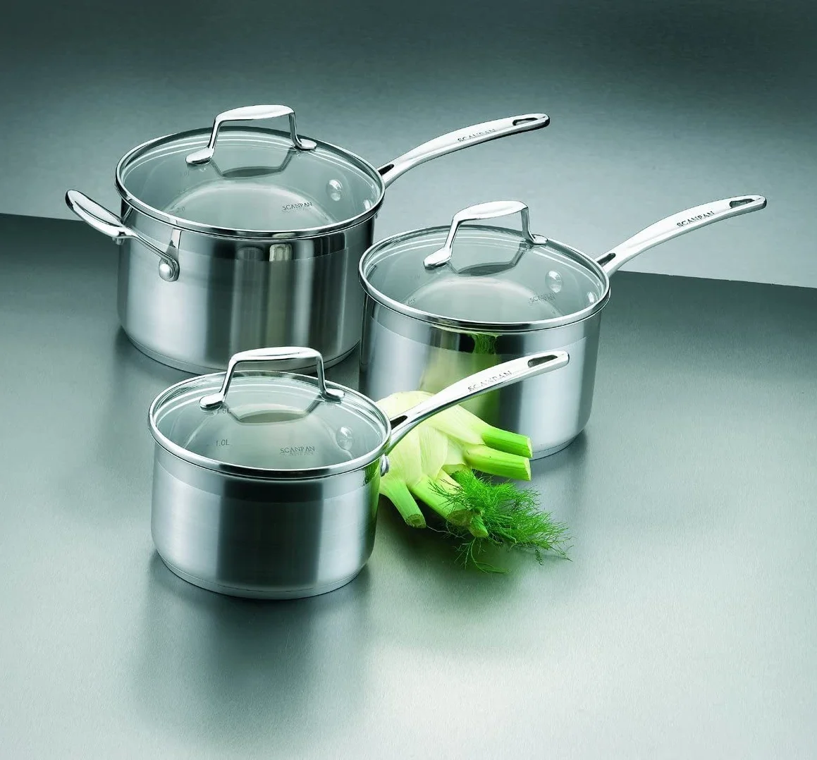 SCANPAN Impact sc71060000 – 1,2 l – 1,8 l stal nierdzewna zestaw 3 garnków z pokrywką 2,5 l