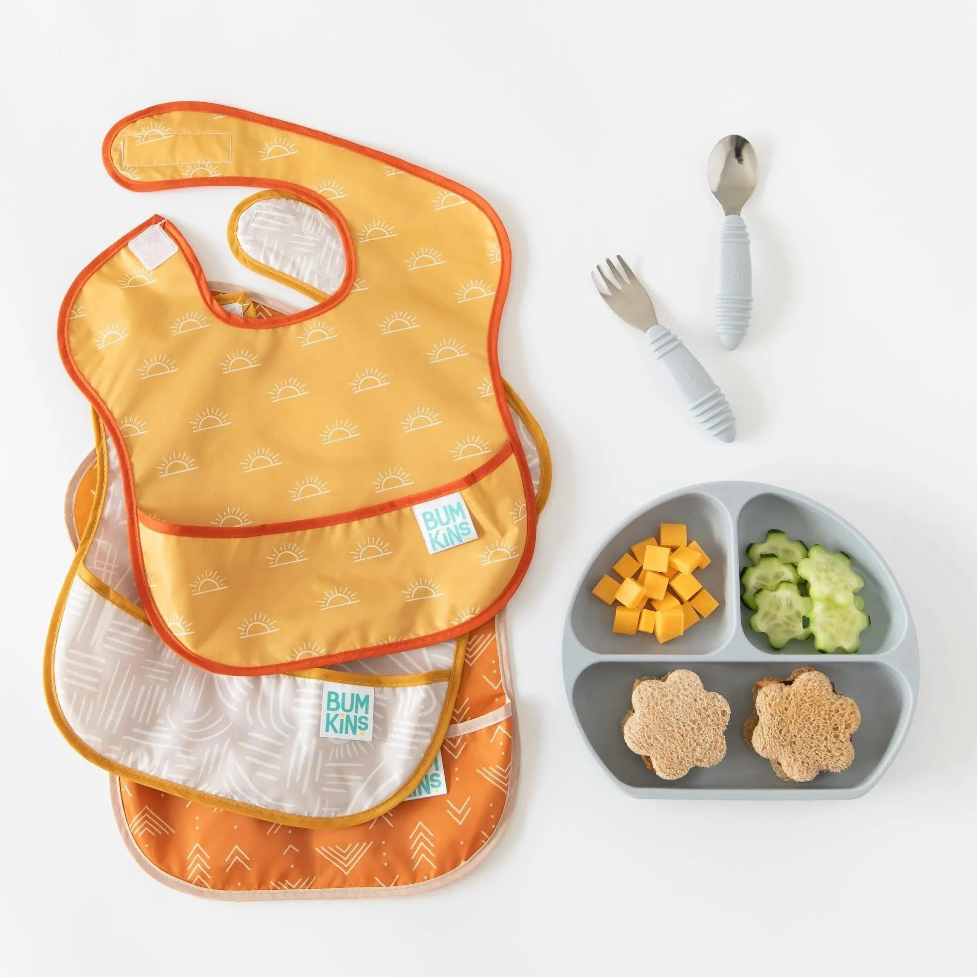 Bumkins Bibs for Girl or Boy, SuperBib Baby and Toddler for 6-24 Months, Essential Must Have for Eating, Feeding, Baby Led Weaning Supplies, Mess Saving Catch Food, Waterproof Fabric 3-pk Desert Boho
