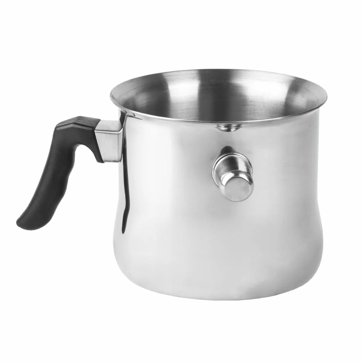 Garnek do mleka 1,5 l z pokrywką, garnek do gotowania z gwizdkiem, podwójne ścianki z uchwytem bakelitowym, do kąpieli wodnej, garnek do ubijania, garnek do gotowania puddingu ze stali nierdzewnej