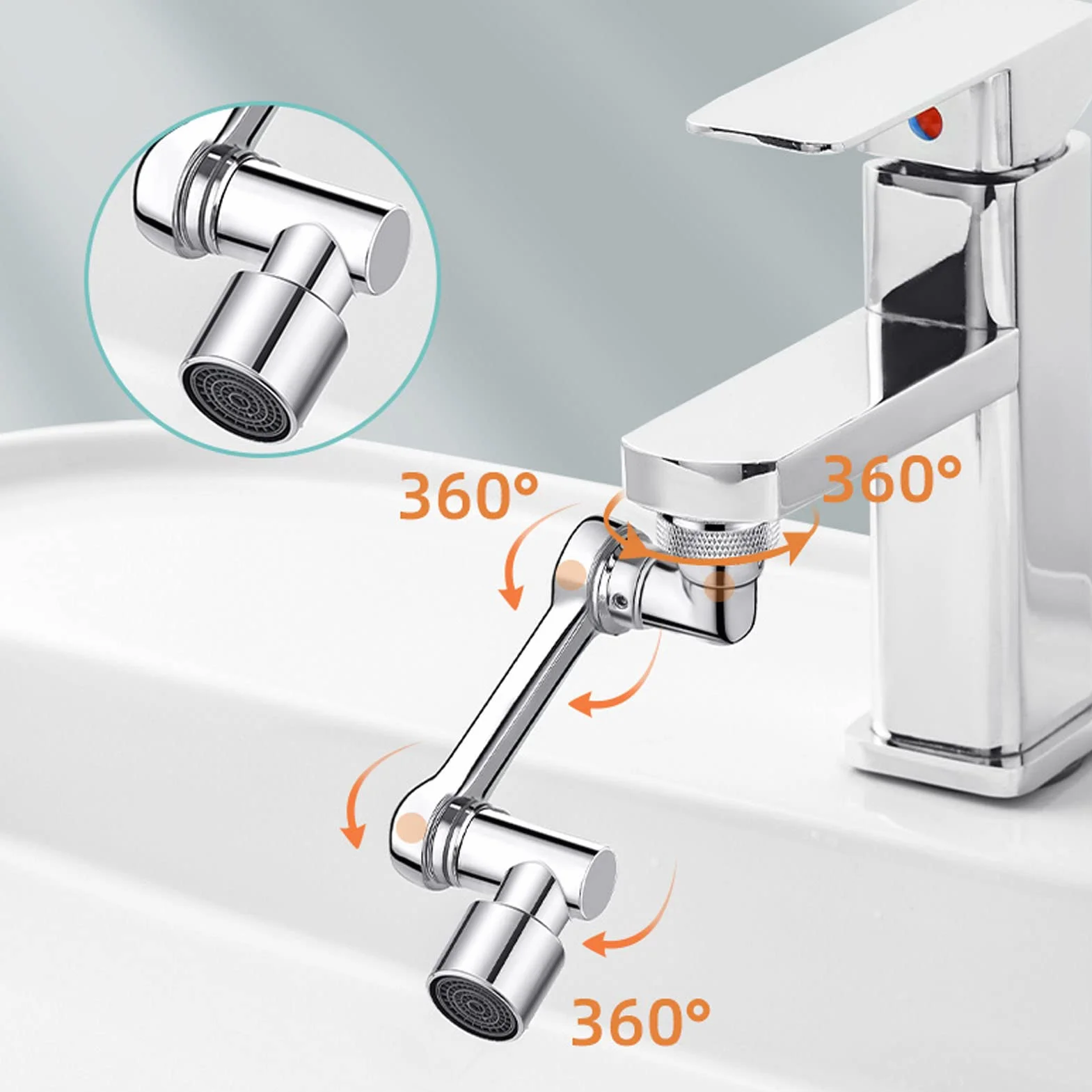 Uniwersalne Obrotowe ramię Robota z Obrotowym Przedłużeniem o 1080° Aerator do Kranu, Obrotowe Przedłużenie Kranu z 2 Trybami Wylotu Wody, Przedłużacz Kranu do Umywalki łazienkowej
