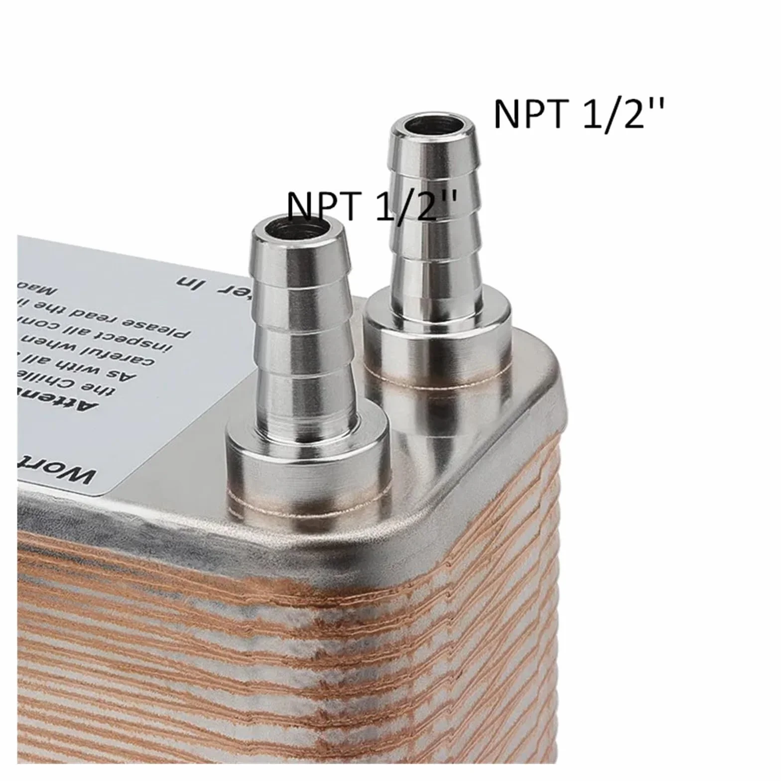 304 Wymiennik ciepła 60 płyt Chłodziarka do brzeczki Lutowana płyta Chłodziarka do brzeczki do domowego warzenia piwa klasy spożywczej X 1/2" NPT Barb Hose Szybka reakcja, wydajne ogrzewanie
