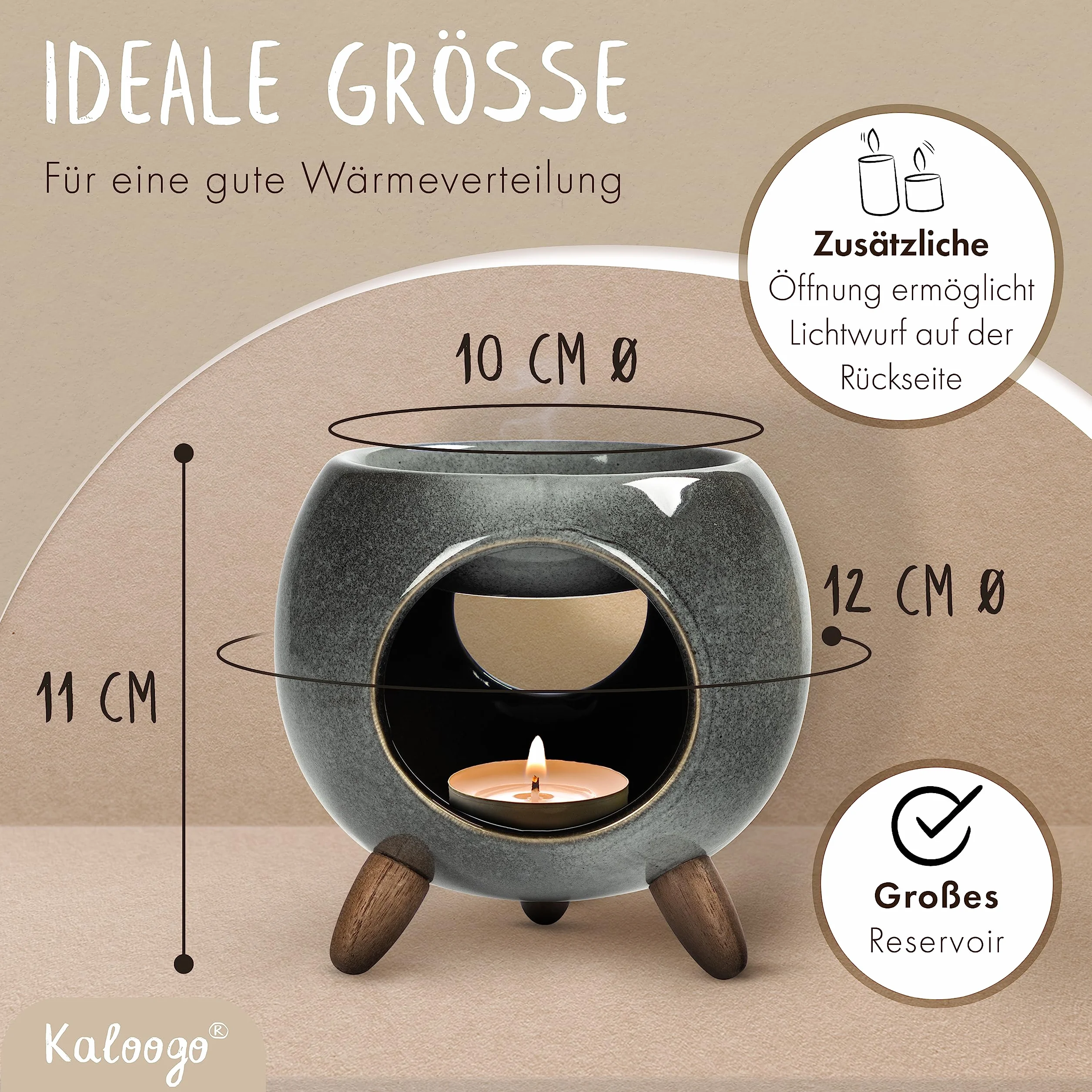 Sabai Scent ceramiczna lampa zapachowa, okrągła (lampa zapachowa) (popielaty)