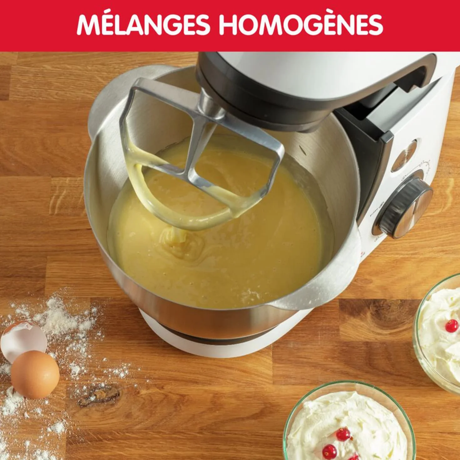 Moulinex Robot do ciasta, pojemność miski 4,6 l, 8 prędkości + Pulse, technologia Whisk dla idealnego ubijania, perkusista i ubijanie z odlewu aluminiowego, 1100 W, Gourmet Masterchef White QA510110