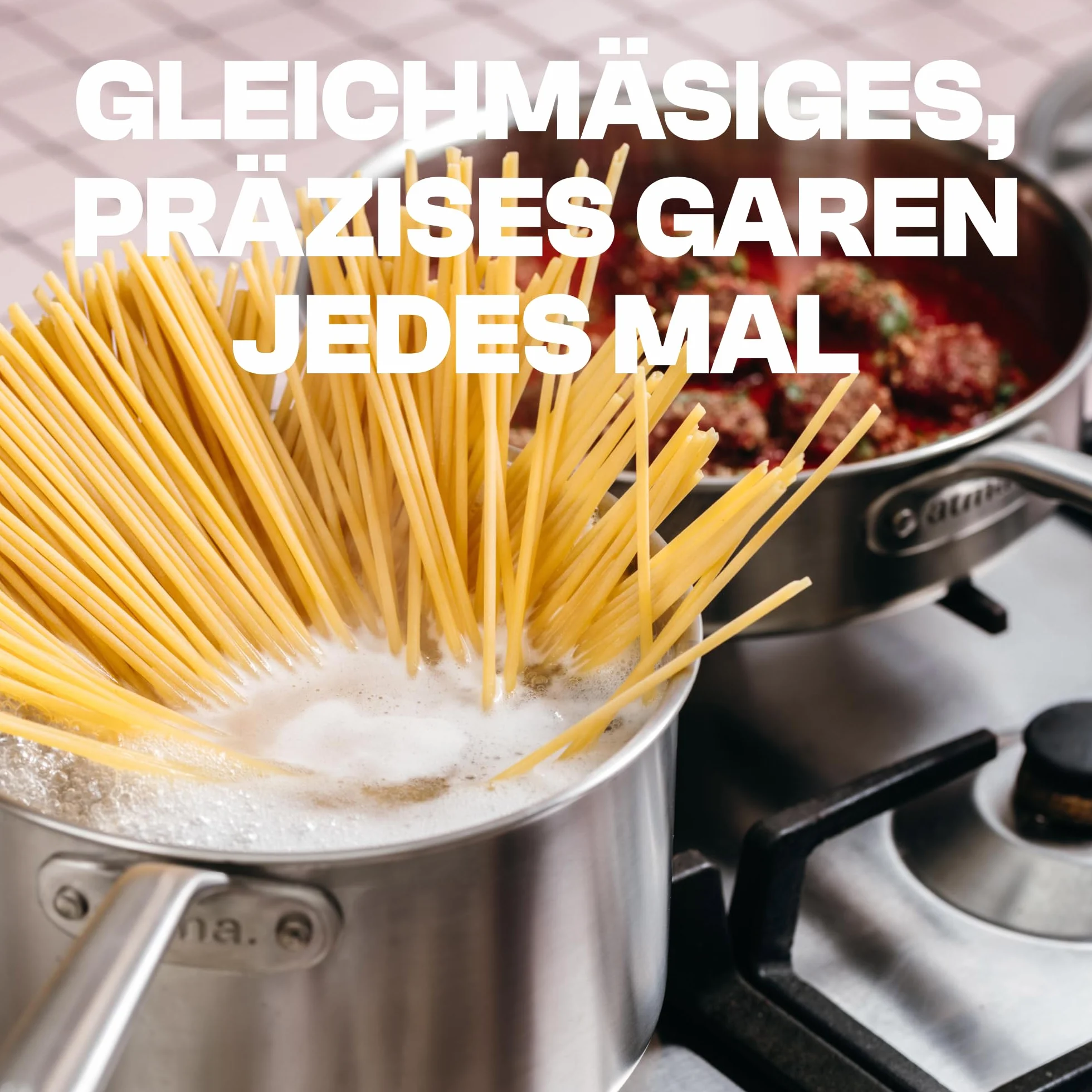 Atma - 3-warstwowy garnek ze stali nierdzewnej 16 cm z pokrywką - gotowanie jednorodne - bez PFAS, PFOA, PTFE - podziałka wewnętrzna, krawędzie nalewania - wszystkie palniki, w tym indukcyjne