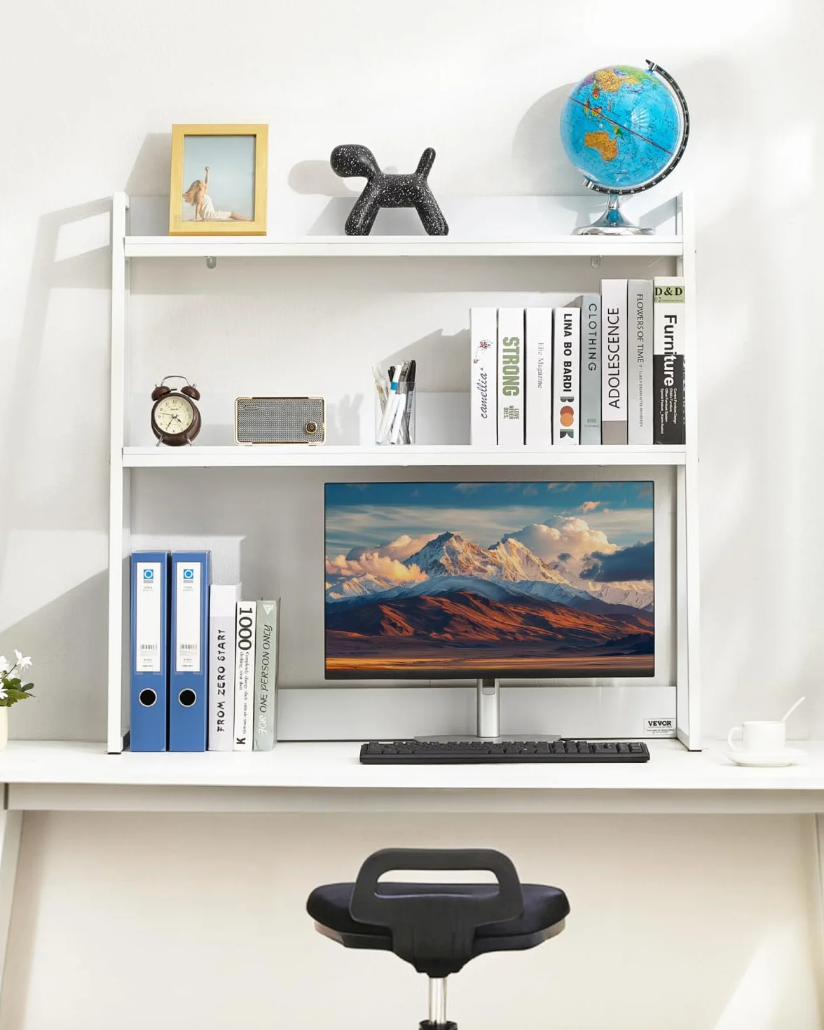 VEVOR Regał na książki na biurko 2-poziomowy organizer do przechowywania 95x32x89 cm