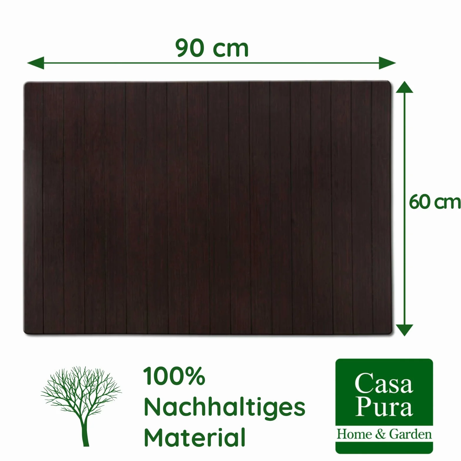 casa pura® Mata bambusowa Emma | mata łazienkowa i do sauny z bambusa, 60 x 90 cm, dwa kolory (ciemnobrązowa)