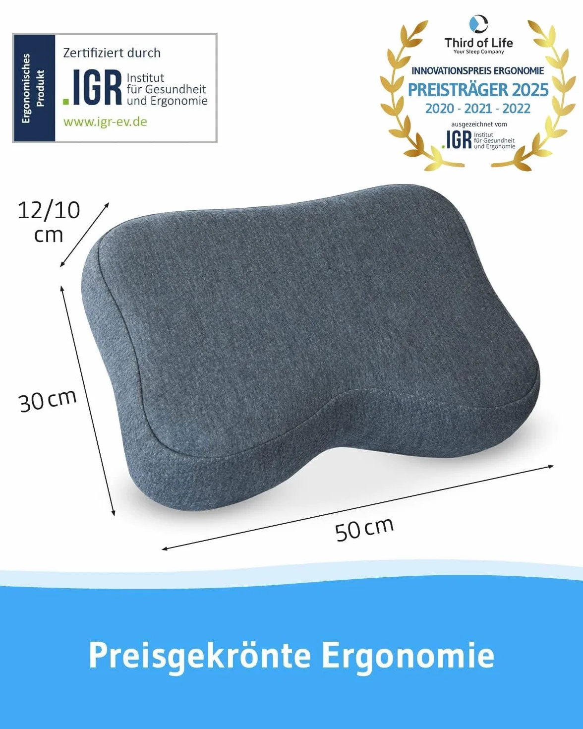 Poduszka na szyję Quickdry Recovery | Ergonomiczna poduszka z pamięcią kształtu z bambusowym węglem aktywnym, do spania z boku lub z tyłu, szybkoschnąca poszewka na poduszkę termoregulacyjną