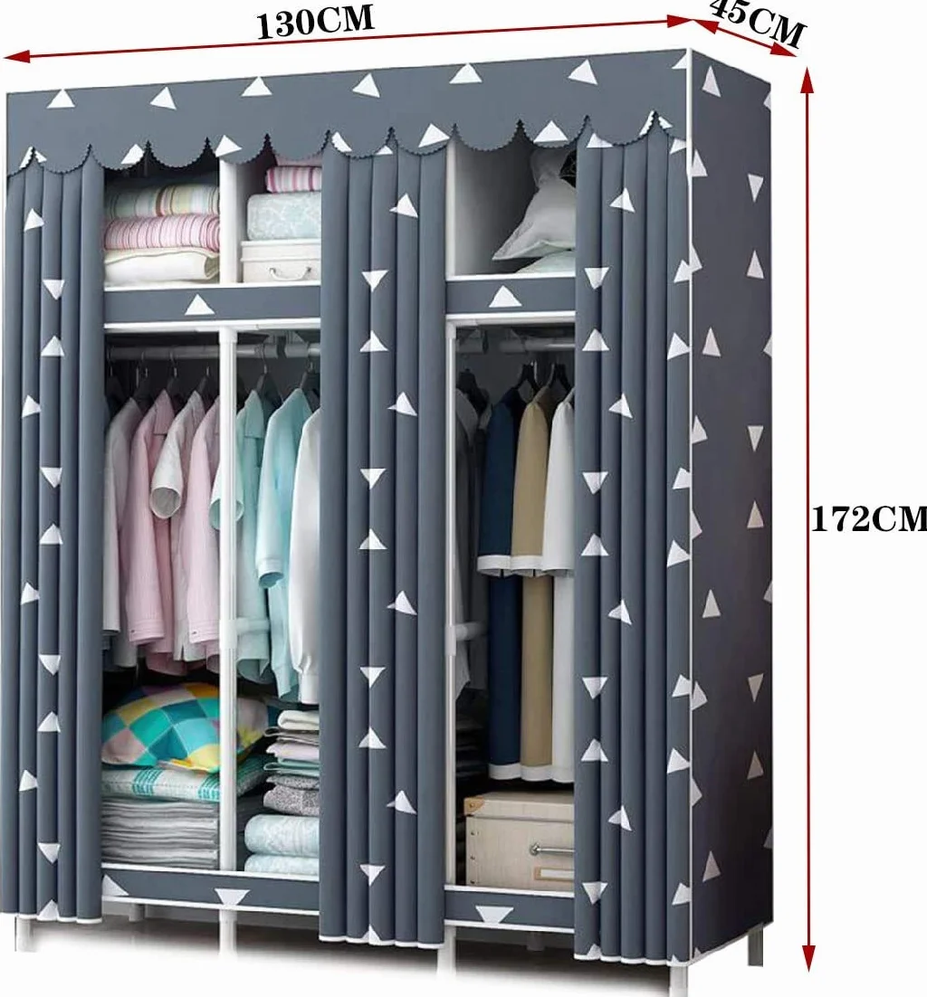 stojak na buty Szafa do przechowywania Szafa na ubrania, rura stalowa Przenośna szafa do przechowywania Organizator Szafka Organizator odzieży na buty, czapki i szaliki, 130x172x45 CM / 51x68x18 w FAN