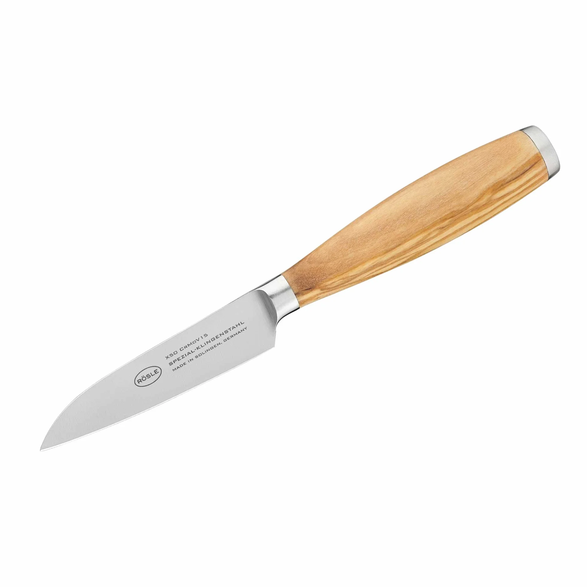 Rösle Nóż do warzyw Artesano 9 cm – wysokiej jakości nóż kuchenny do krojenia owoców i warzyw, ostry nóż do krojenia z ergonomicznym uchwytem z drewna oliwkowego