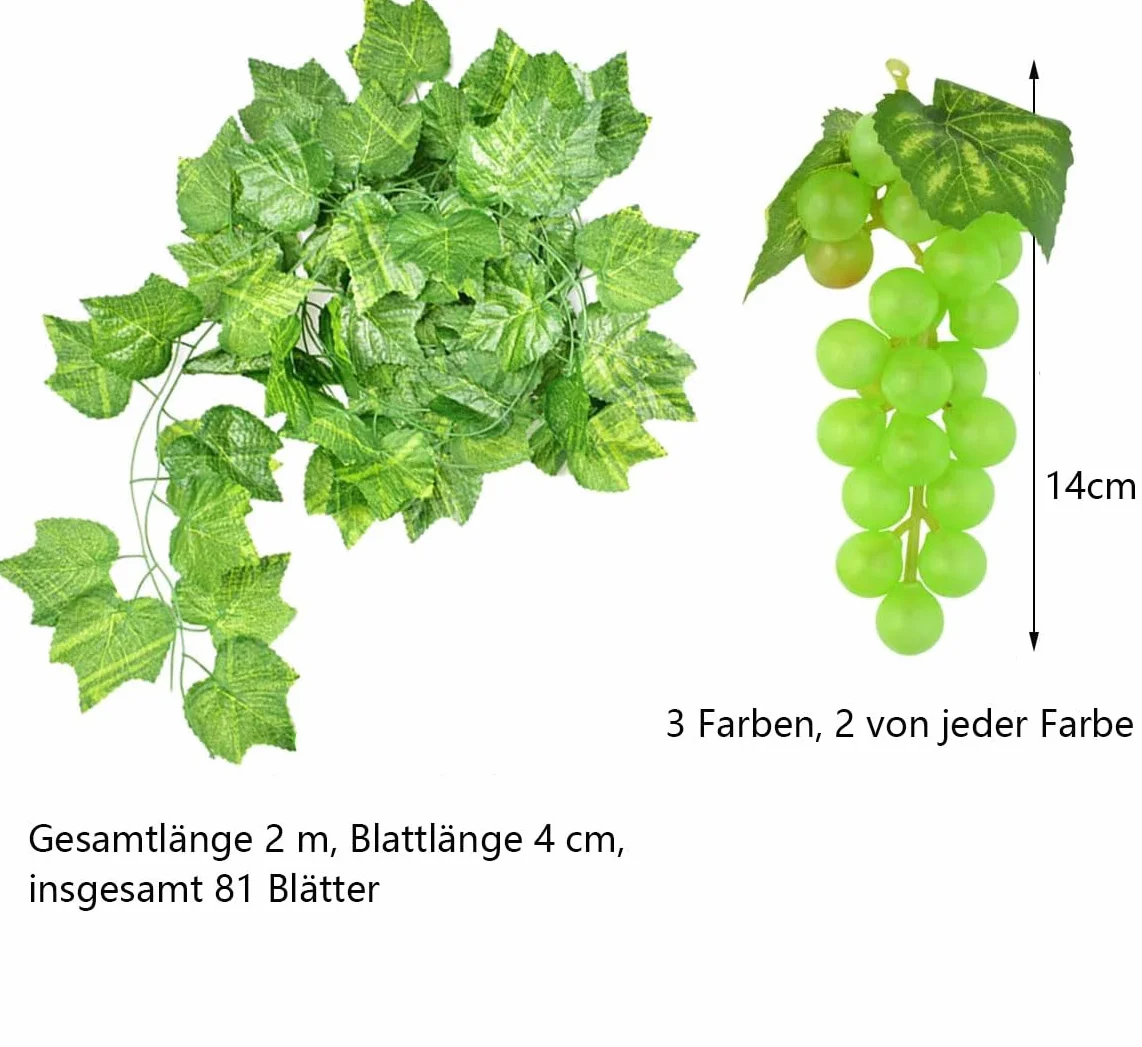 LATRAT 7 sztuk sztucznych winogron z tworzywa sztucznego, realistyczne dekoracje winogronowe, sztuczne owoce, warzywa, dekoracja wina, sztuczne puszki owocowe, dekoracja biura, rekwizytów