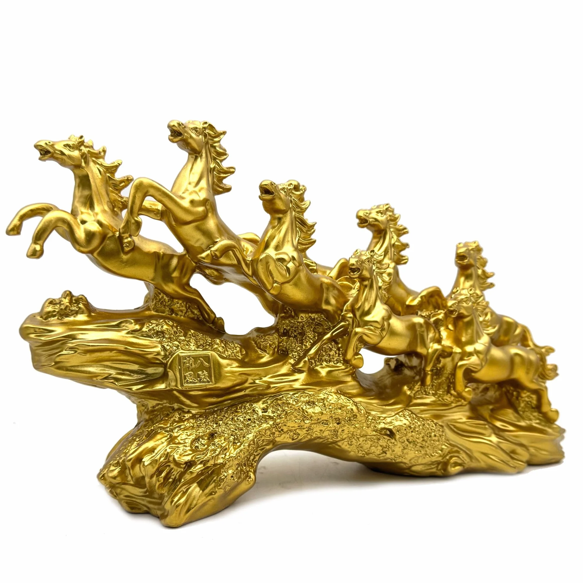 Chińska figurka koni Feng Shui - żywiczne figurki konia biegającego do domu dekoracja biura dekoracja stołu ozdoby dla bogactwa i sukcesu dobre prezenty na szczęście złoto