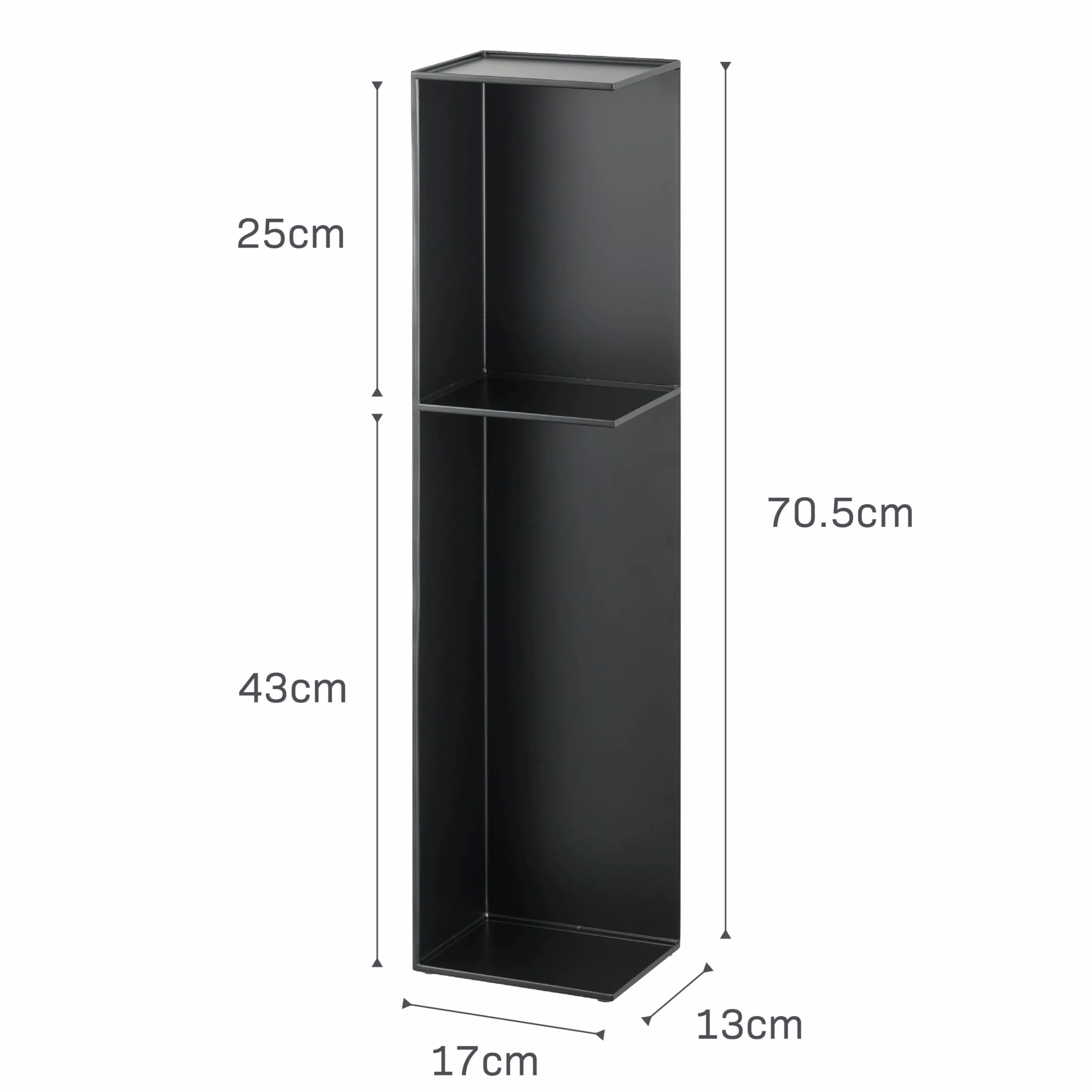 Yamazaki 3510 Tower smukły stojak toaletowy, L, czarny, stal, minimalistyczny design, 13 x 17 x 70,5 cm (dł. x szer. x wys.)