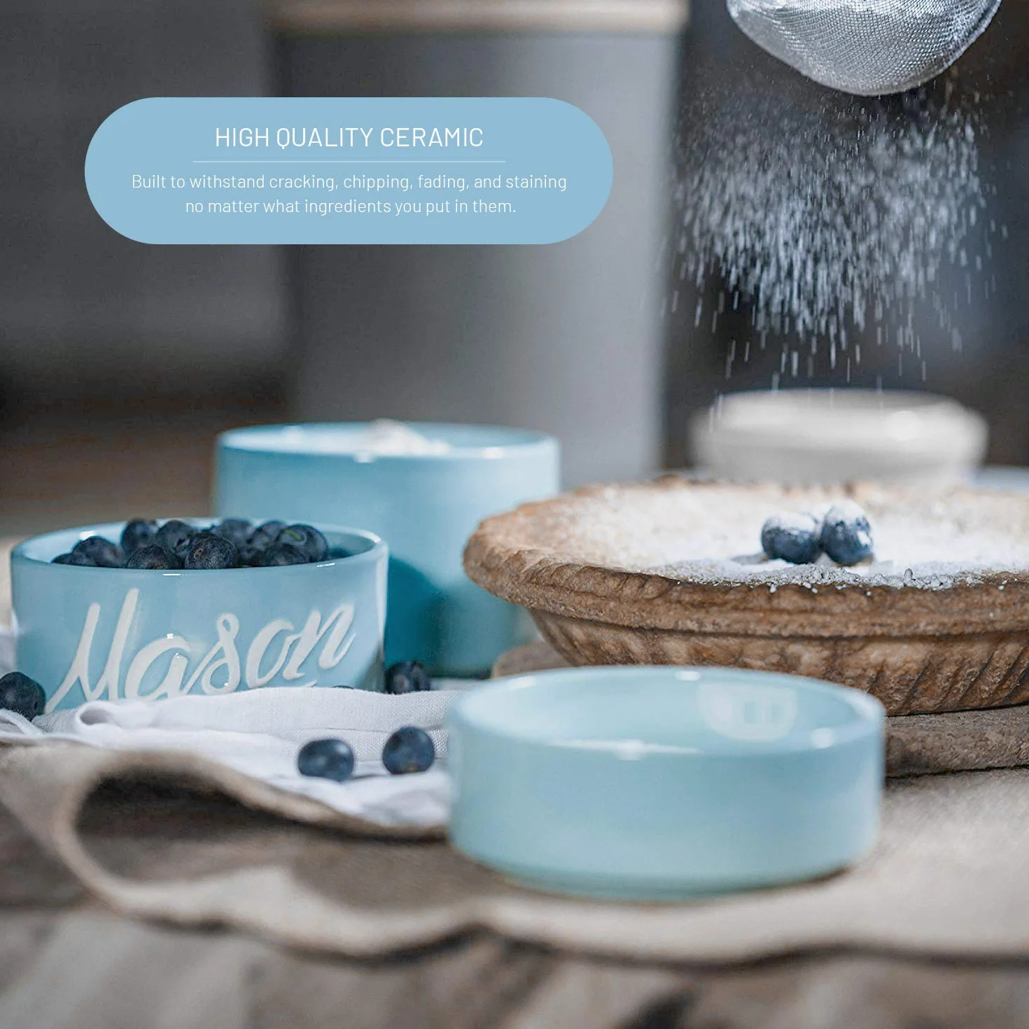 Mason Jar Ceramiczne kubki z miarką, możliwość układania w stos, zestaw kubków z miarką jako prezent kuchenny, rustykalny kubek pomiarowy do akcesoriów kuchennych i dekoracji, idealny zestaw